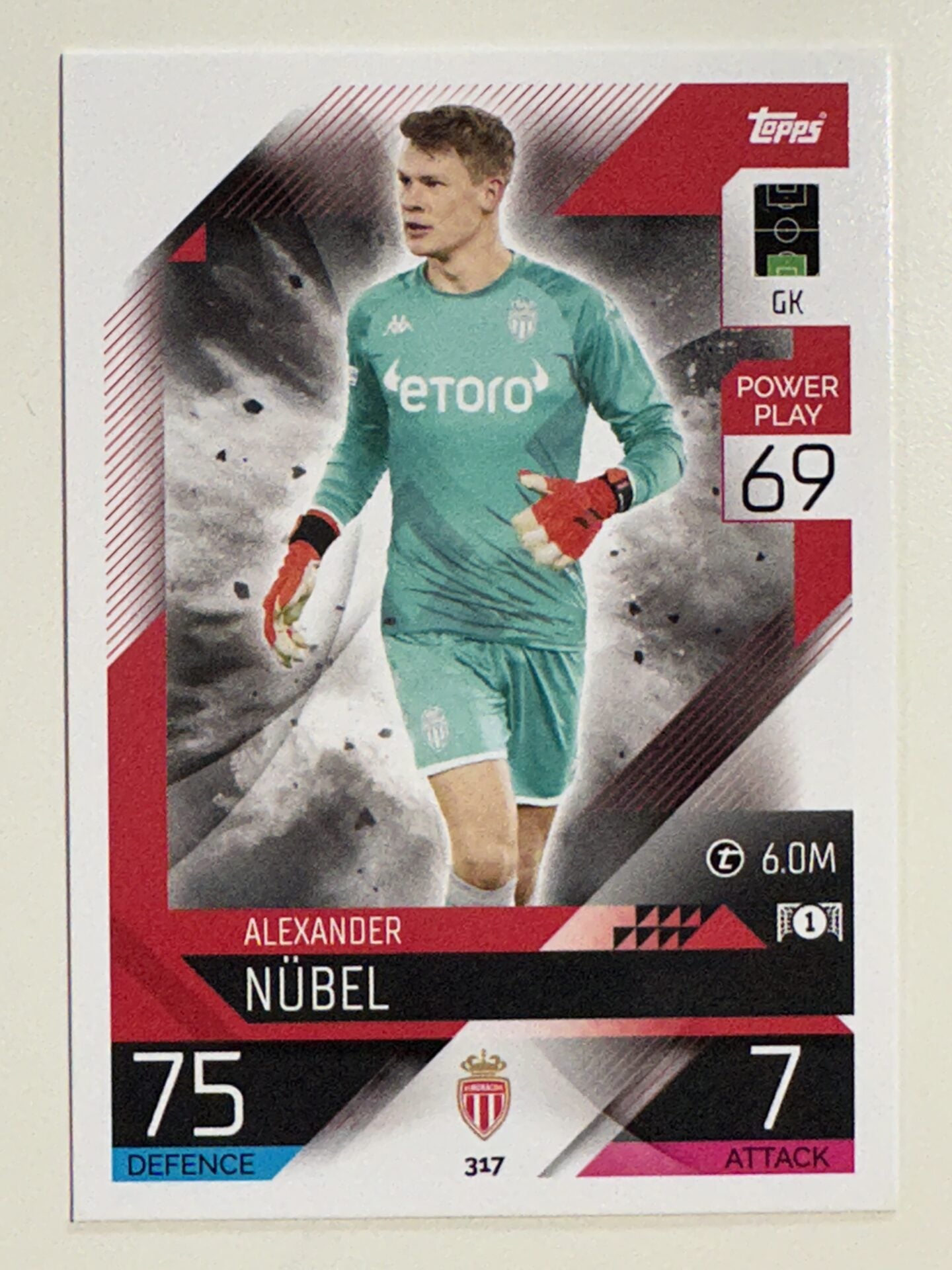 317. Alexander Nübel (AS Monaco) &#8211; Topps Match Attax 2022:2023 card