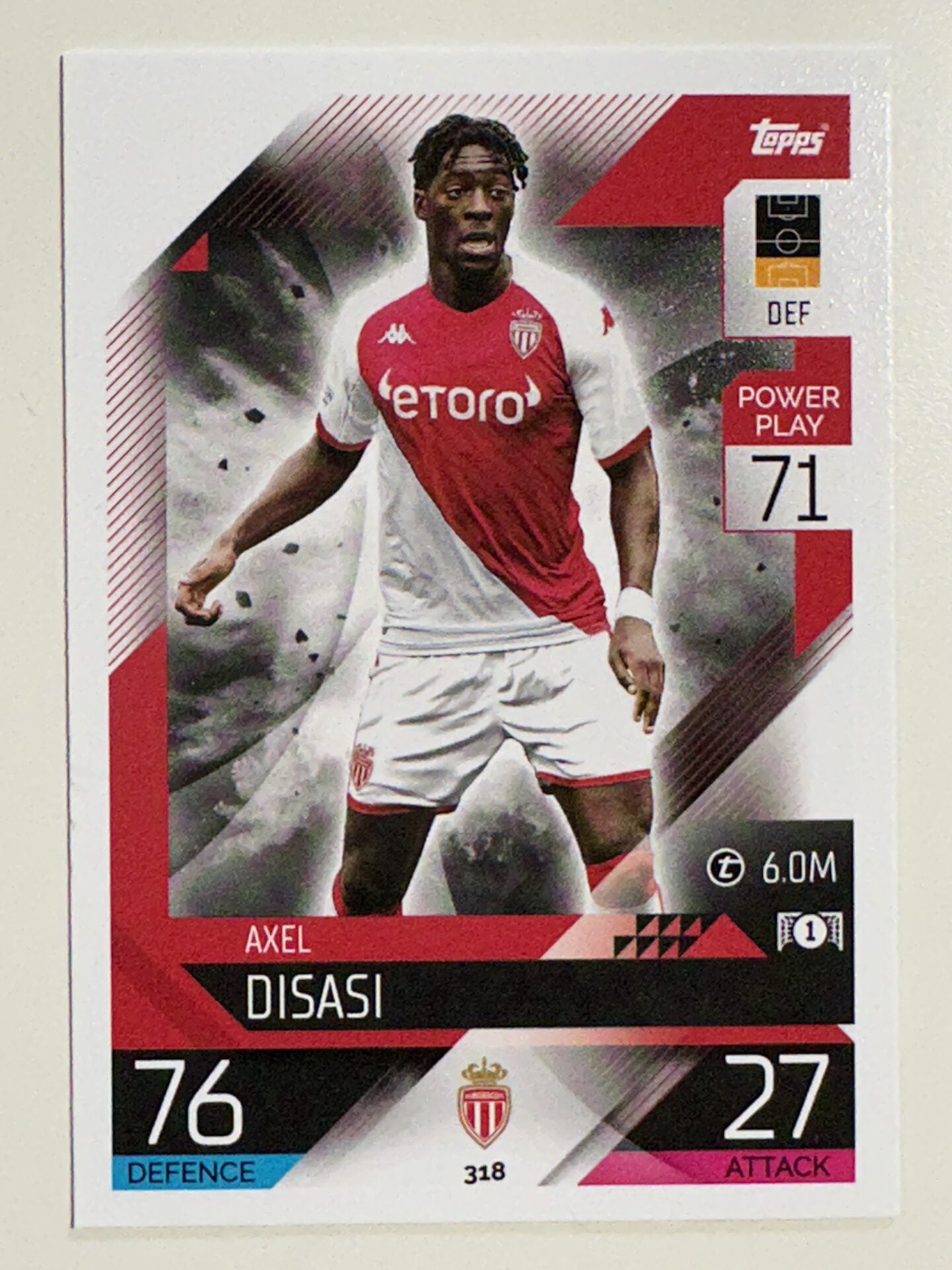 318. Axel Disasi (AS Monaco) &#8211; Topps Match Attax 2022:2023 card