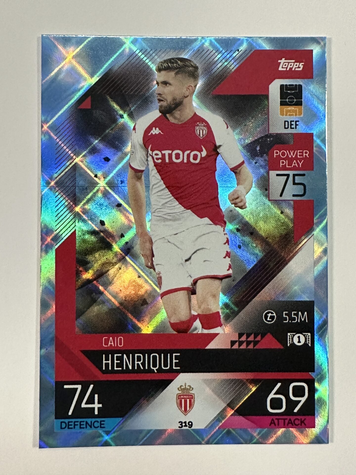 319 Caio Henrique Base Crystal Foil Parallel (AS Monaco) Topps Match Attax 2022:2023 Card