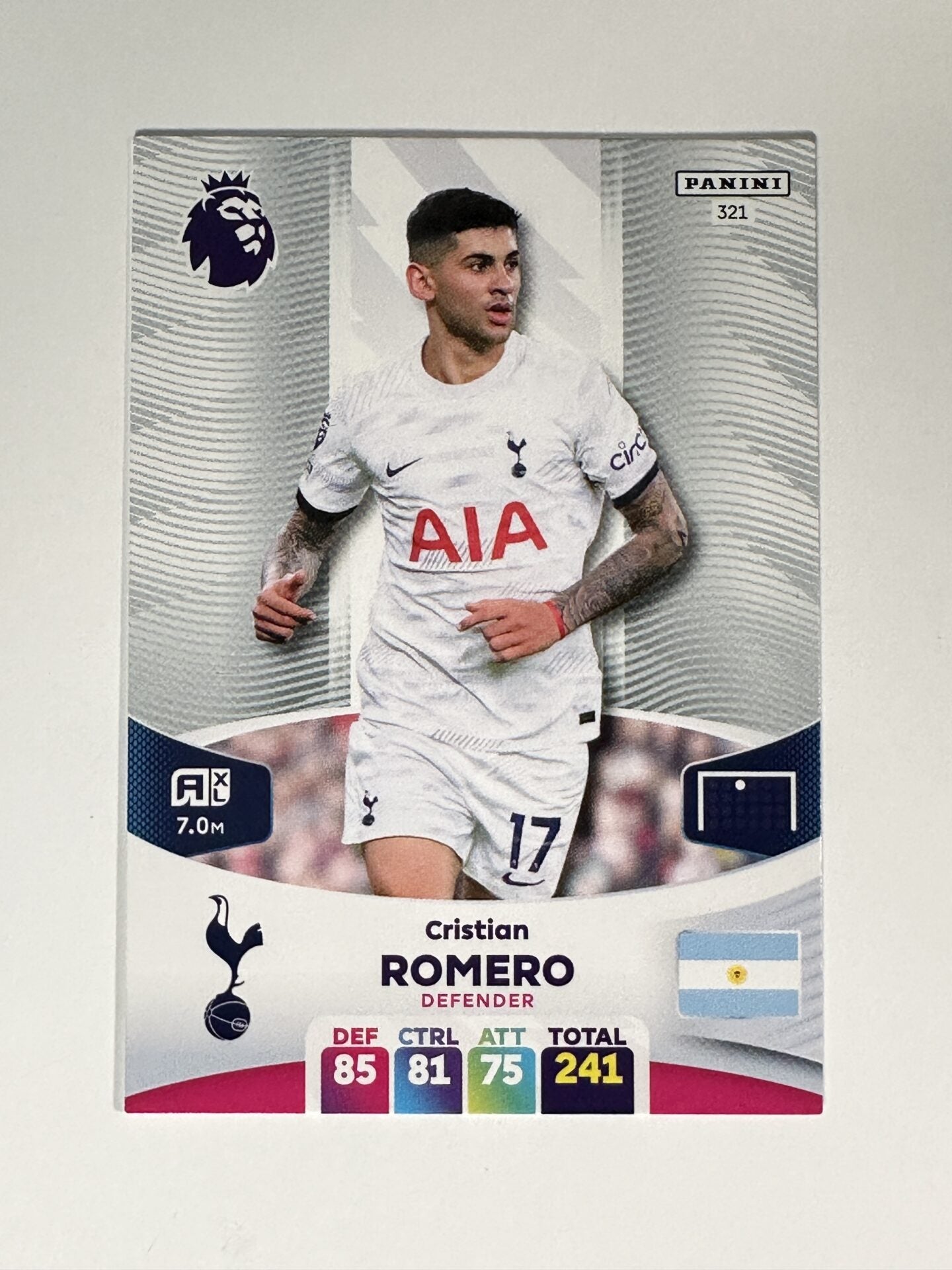 321 Cristian Romero Tottenham Hotspur Base Panini Premier League Adrenalyn XL 2024 Card