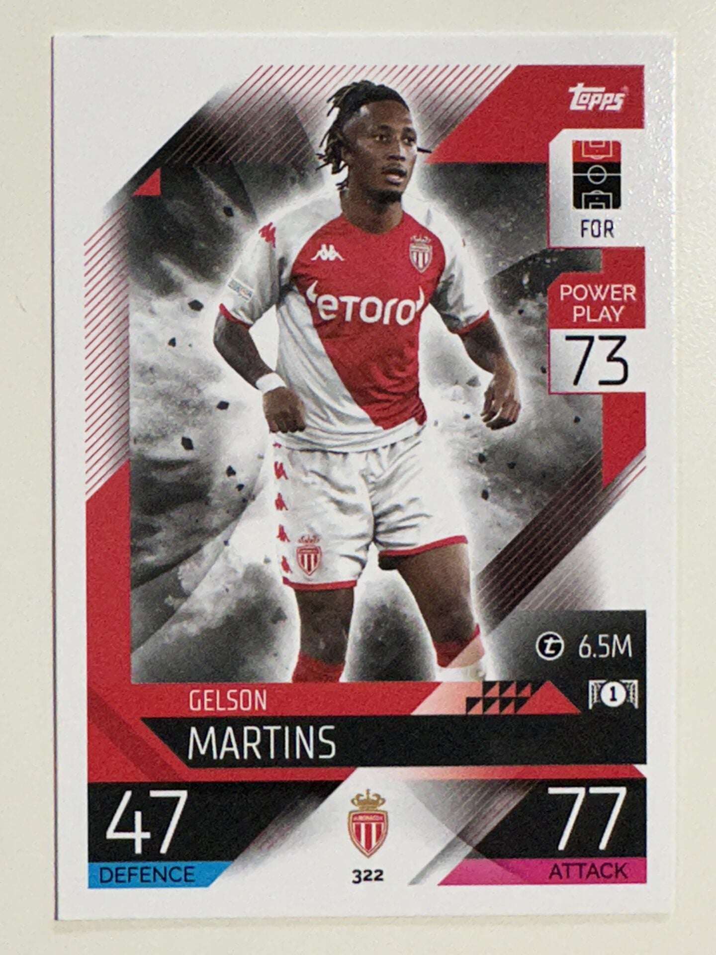 322. Gelson Martins (AS Monaco) &#8211; Topps Match Attax 2022:2023 card