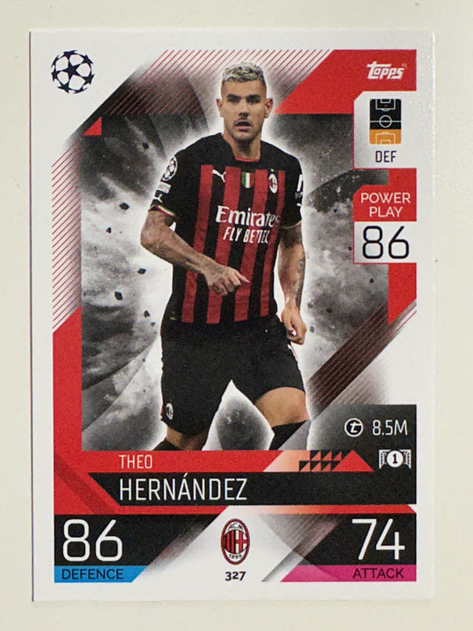 327. Theo Hernández (AC Milan) &#8211; Topps Match Attax 2022:2023 card