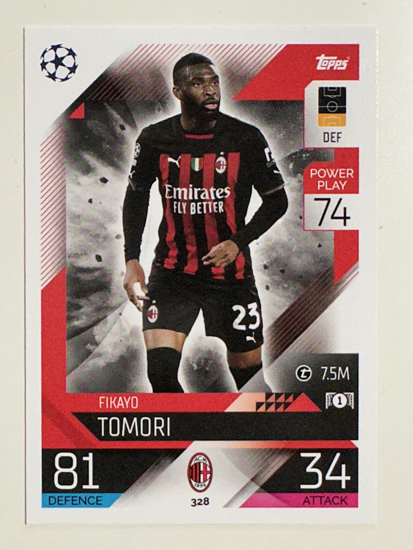 328. Fikayo Tomori (AC Milan) &#8211; Topps Match Attax 2022:2023 card