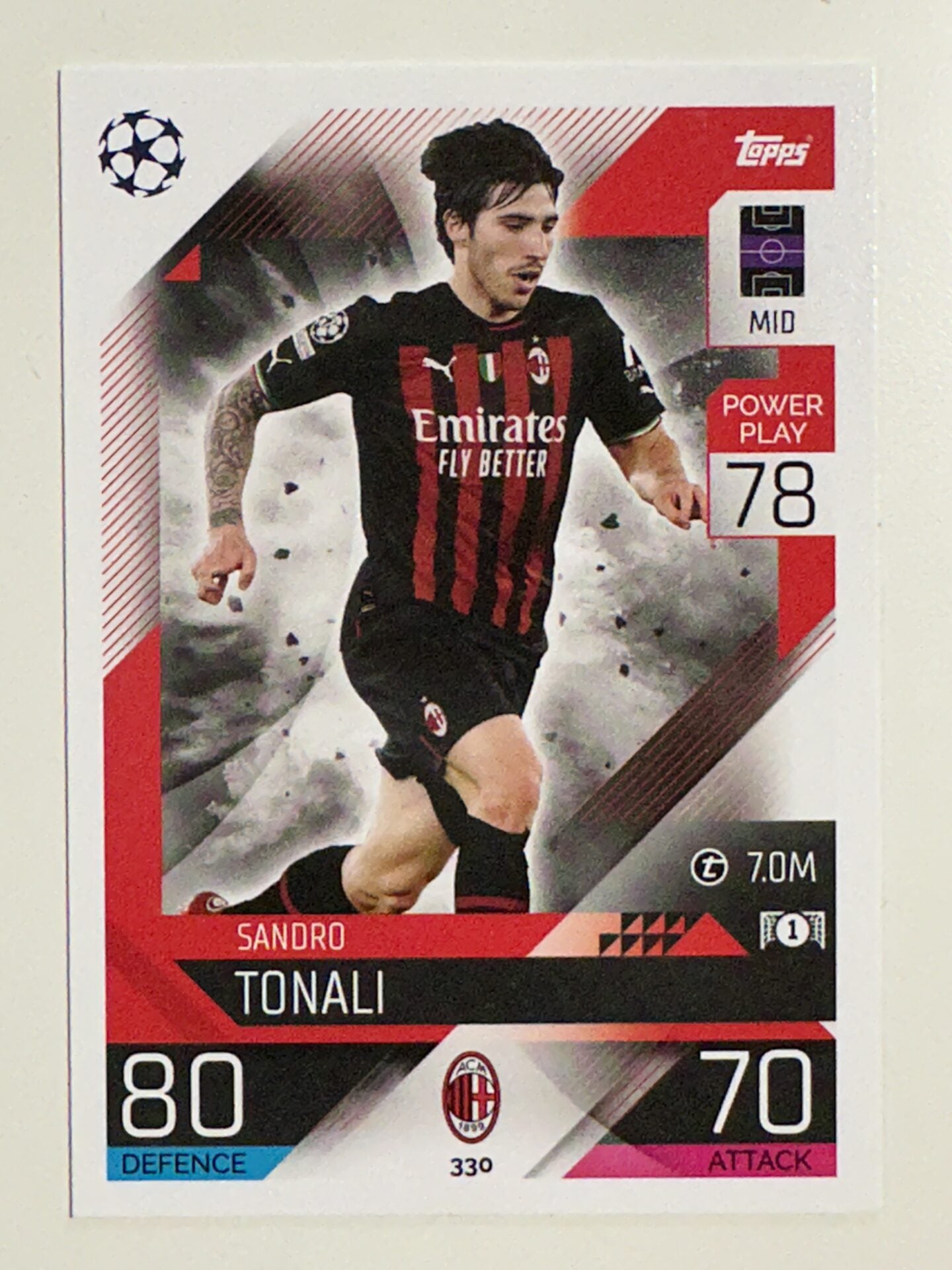 330. Sandro Tonali (AC Milan) &#8211; Topps Match Attax 2022:2023 card