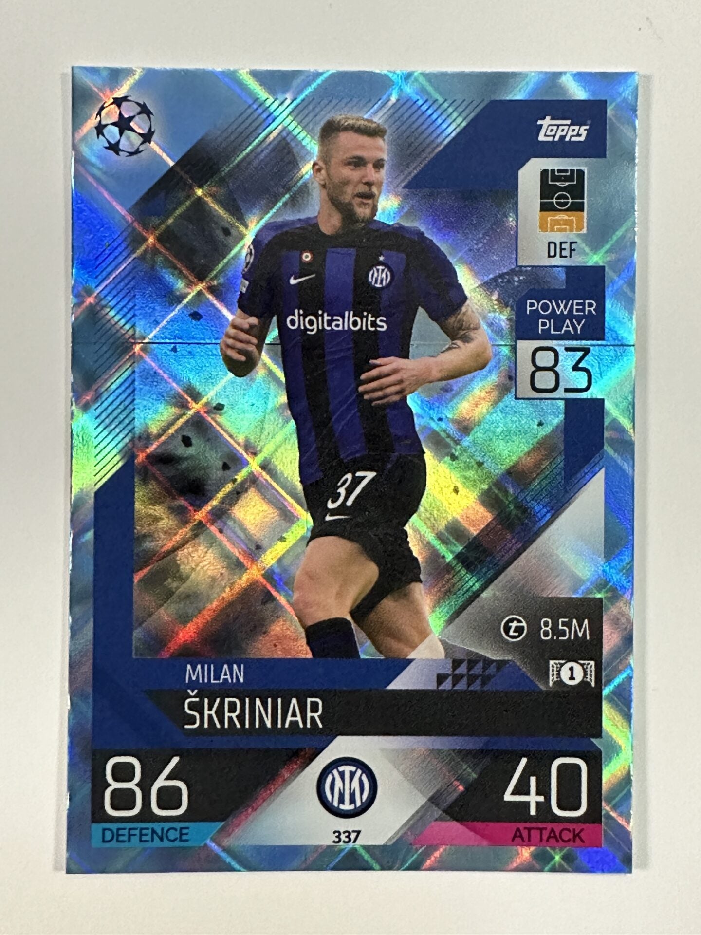 337 Milan Skriniar Base Crystal Foil Parallel (Inter Milan) Topps Match Attax 2022:2023 Card