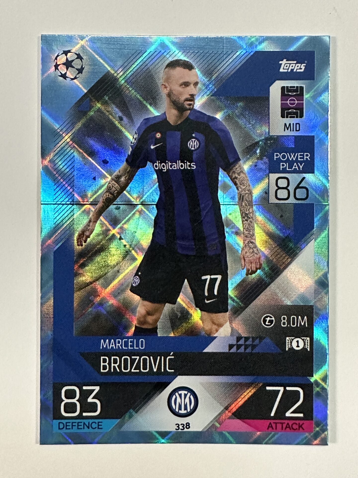 338 Marcelo Brozovic Base Crystal Foil Parallel (Inter Milan) Topps Match Attax 2022:2023 Card