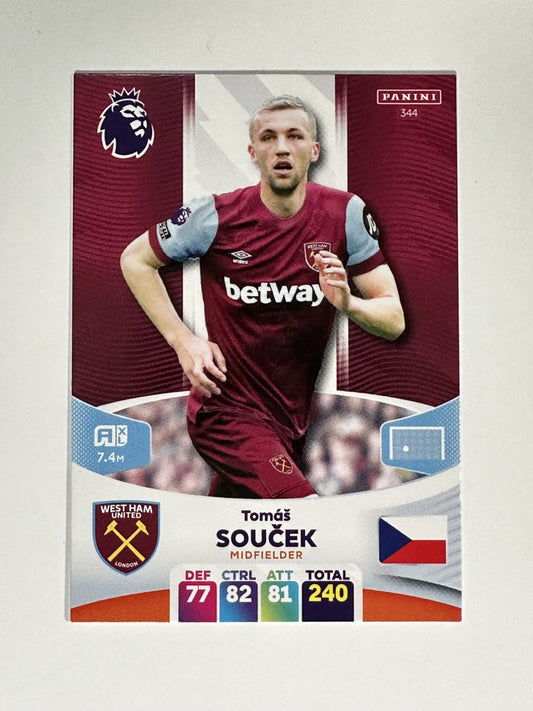 344 Tomas Soucek West Ham Base Panini Premier League Adrenalyn XL 2024 Card