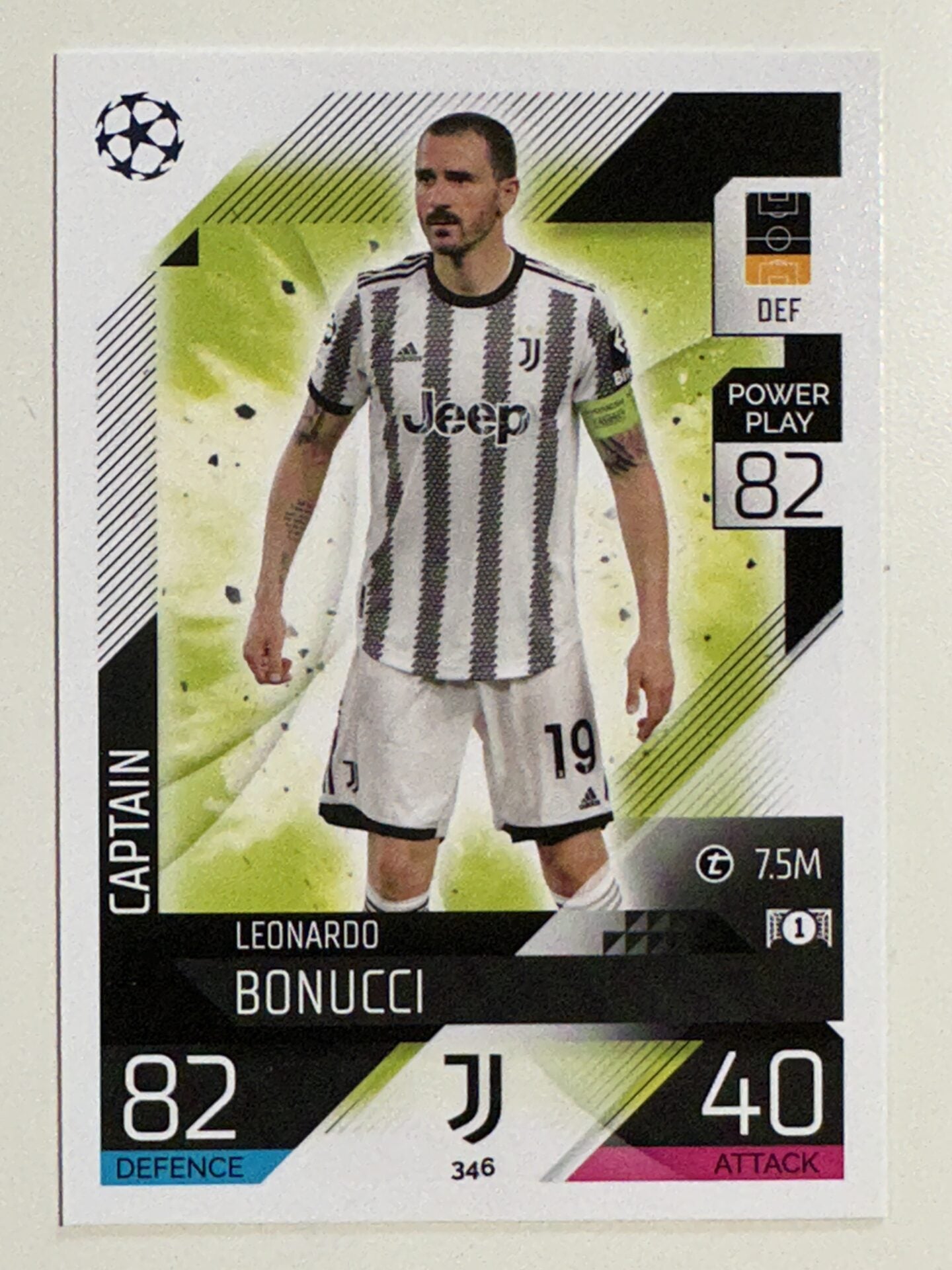 346. Leonardo Bonucci (Juventus) &#8211; Captain &#8211; Topps Match Attax 2022:2023 card