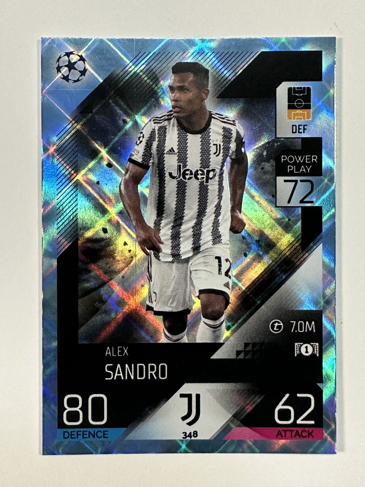 348 Alex Sandro Base Crystal Foil Parallel (Juventus) Topps Match Attax 2022:2023 Card