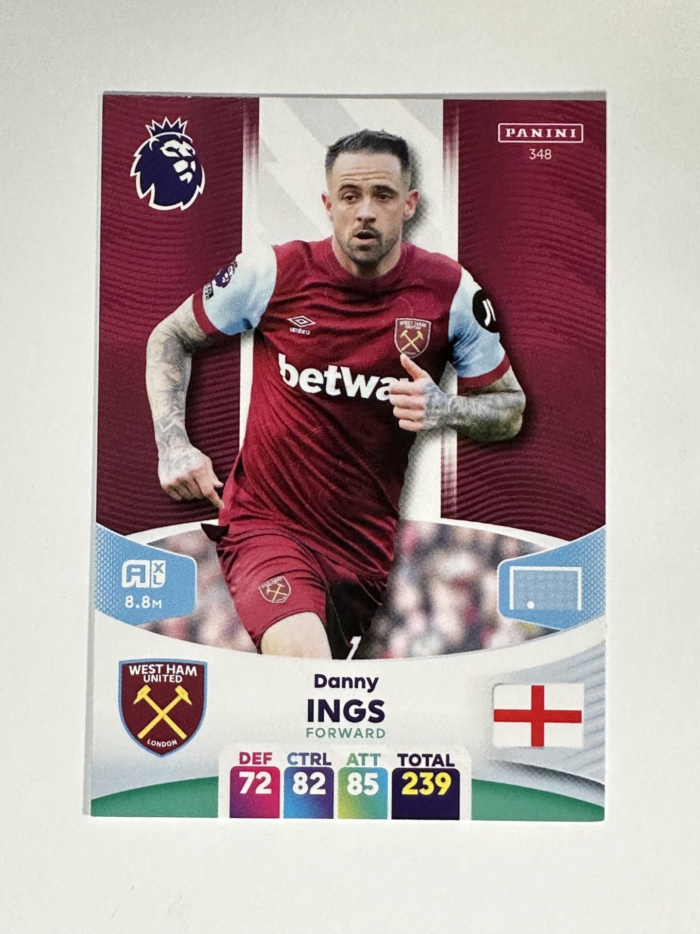 348 Danny Ings West Ham Base Panini Premier League Adrenalyn XL 2024 Card