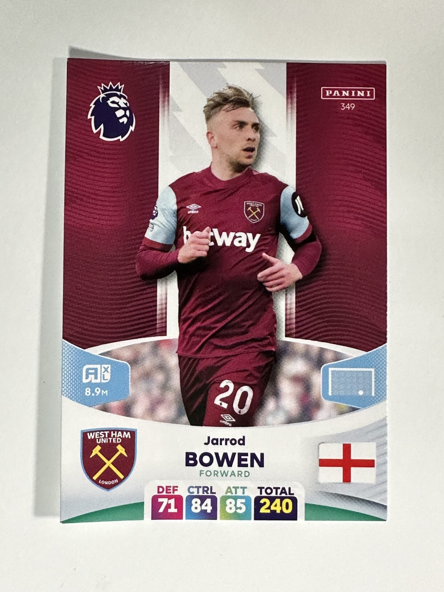 349 Jarrod Bowen West Ham Base Panini Premier League Adrenalyn XL 2024 Card