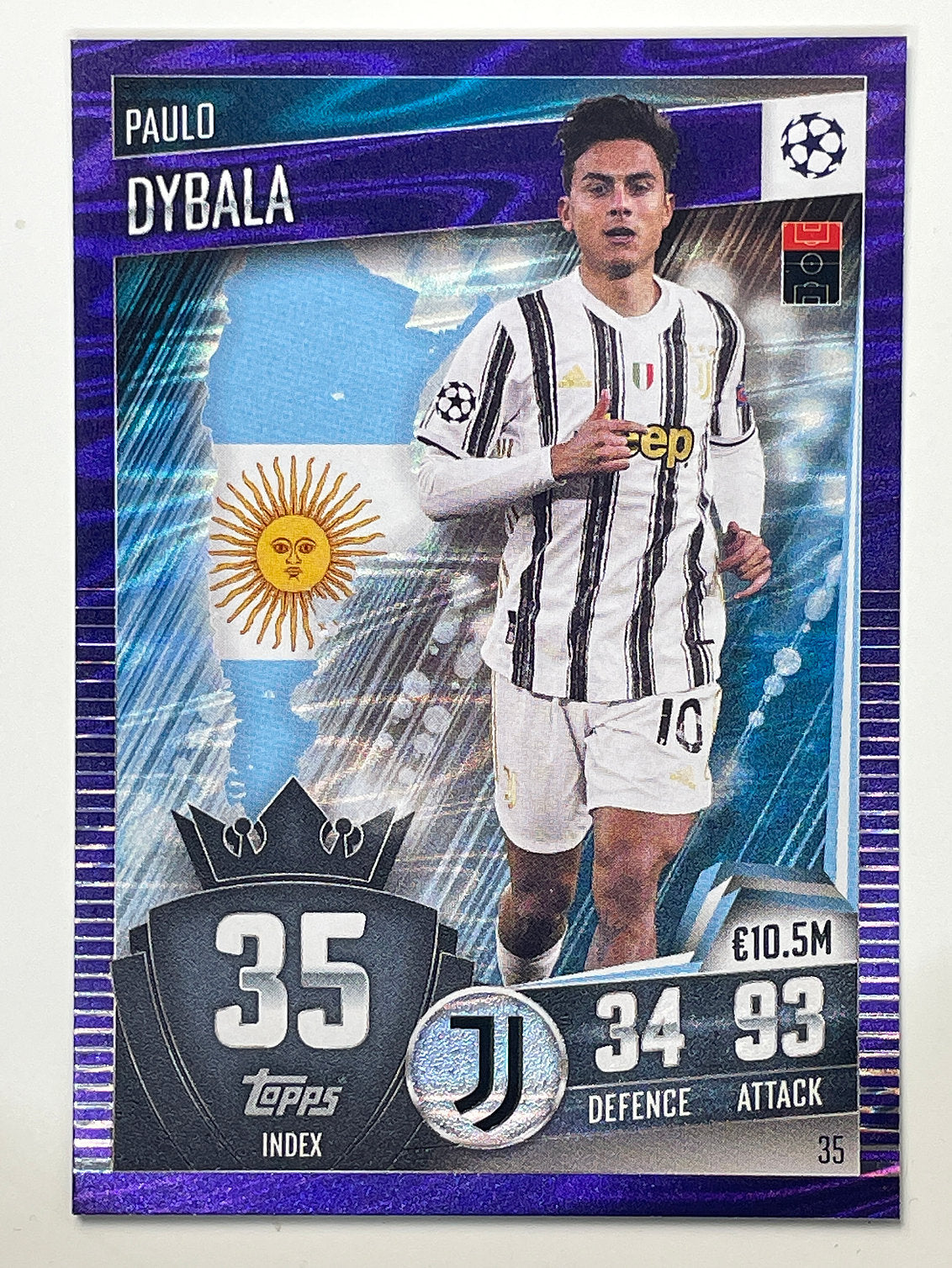 35. Paulo Dybala (Juventus) Football Card &#8211; Purple Parallel Match Attax 101 2021 Card