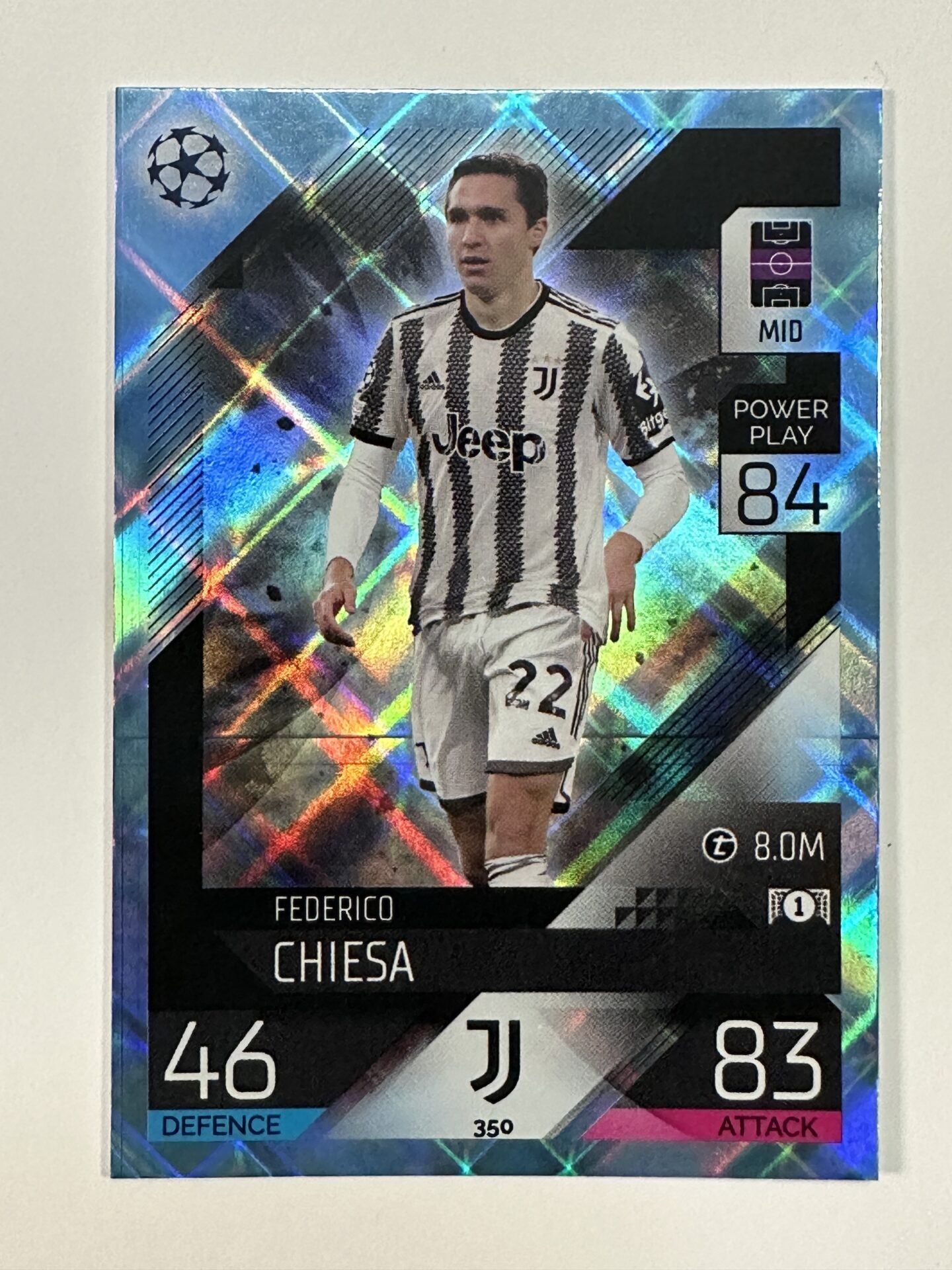 350 Federico Chiesa Base Crystal Foil Parallel (Juventus) Topps Match Attax 2022:2023 Card