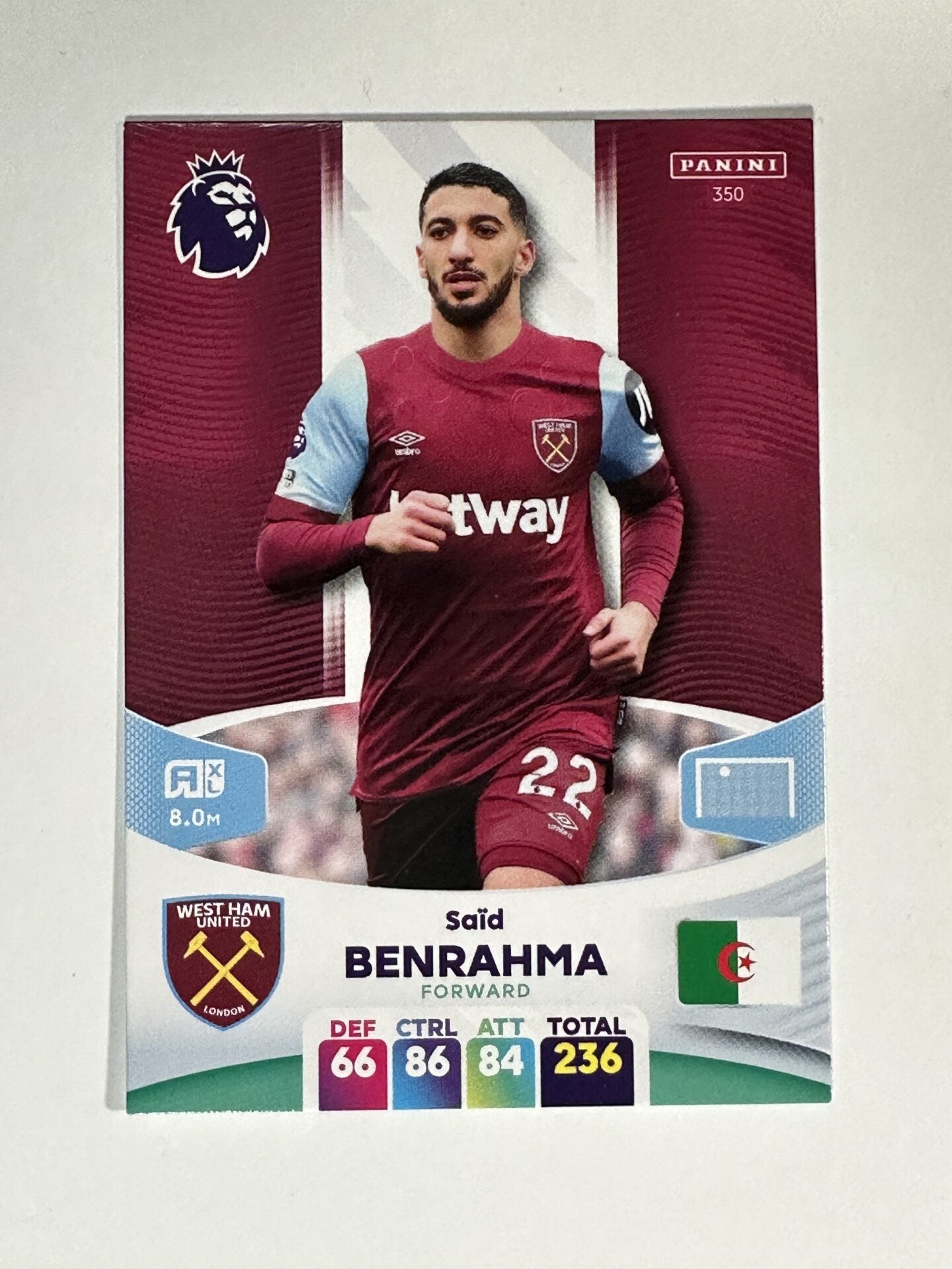 350 Said Benrahma West Ham Base Panini Premier League Adrenalyn XL 2024 Card