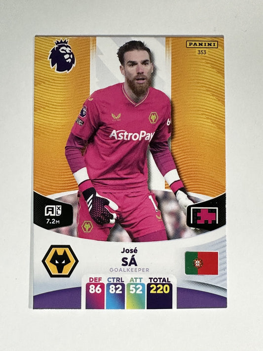 353 Jose Sa Wolves Base Panini Premier League Adrenalyn XL 2024 Card