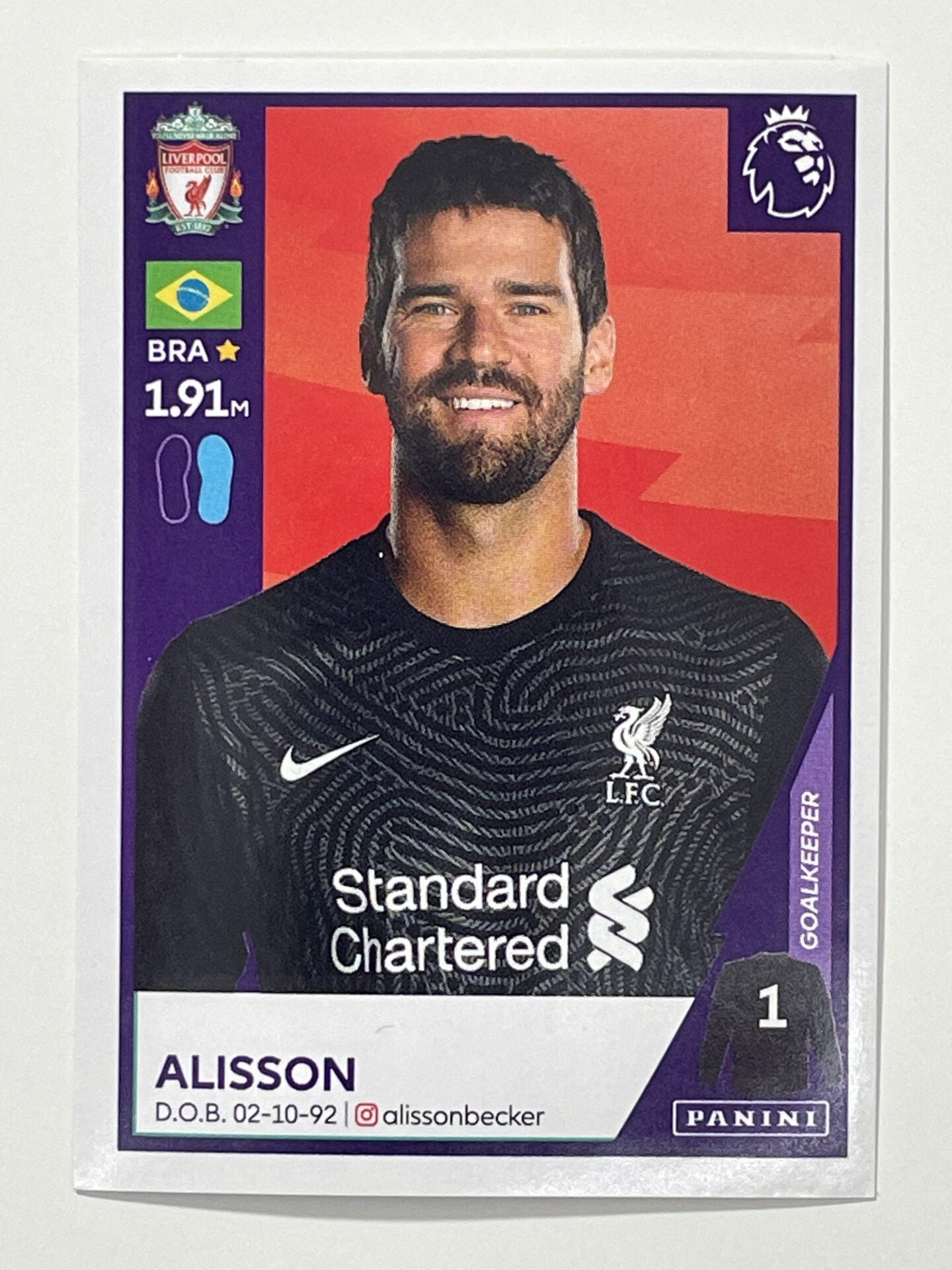 354 Alisson Sticker Liverpool Premier League 2021 Football Sticker