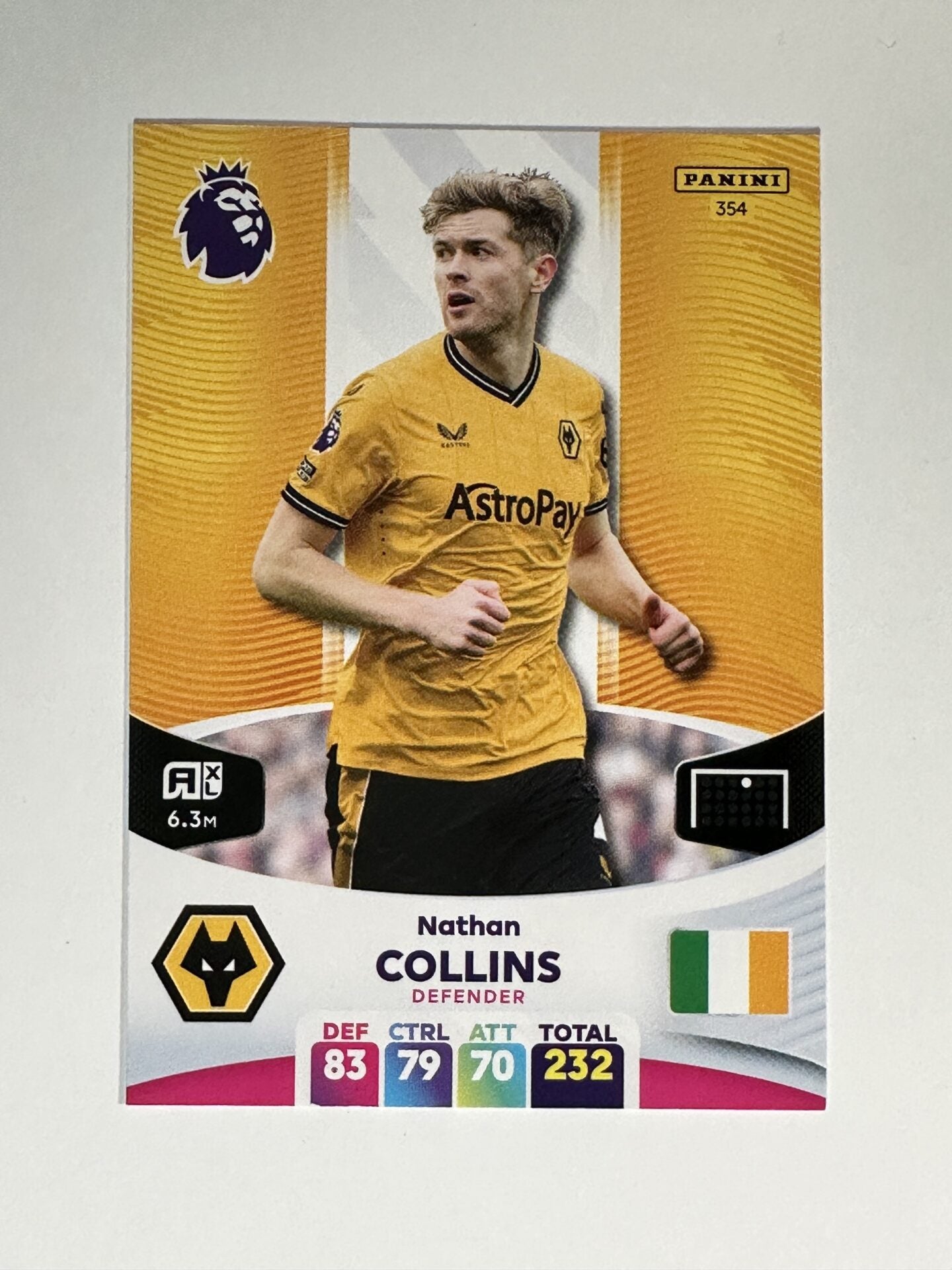 354 Nathan Collins Wolves Base Panini Premier League Adrenalyn XL 2024 Card