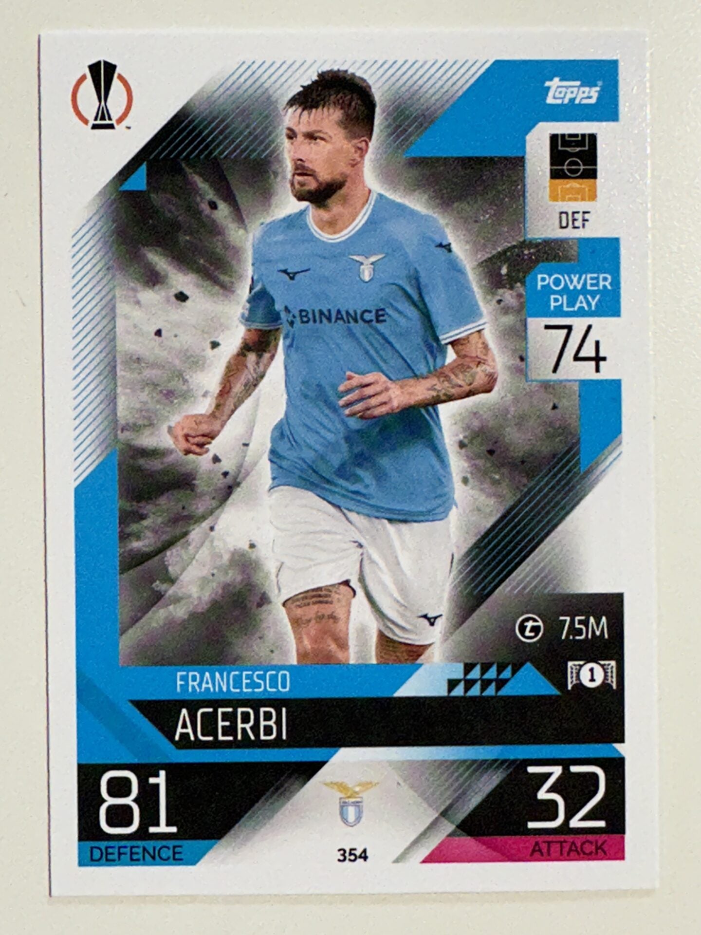 354. Francesco Acerbi (SS Lazio) &#8211; Topps Match Attax 2022:2023 card