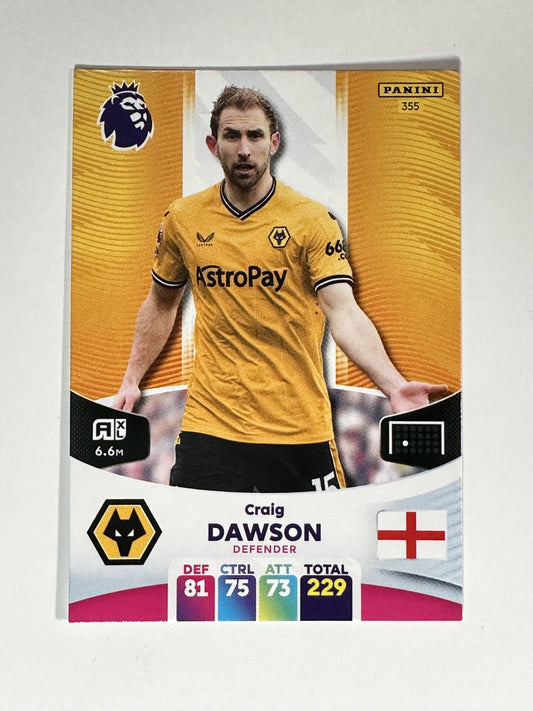 355 Craig Dawson Wolves Base Panini Premier League Adrenalyn XL 2024 Card