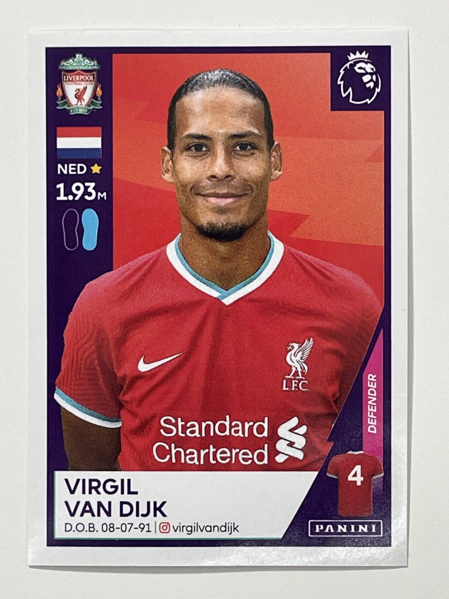 356 Virgil Van Dijk Sticker Liverpool Premier League 2021 Football Sticker