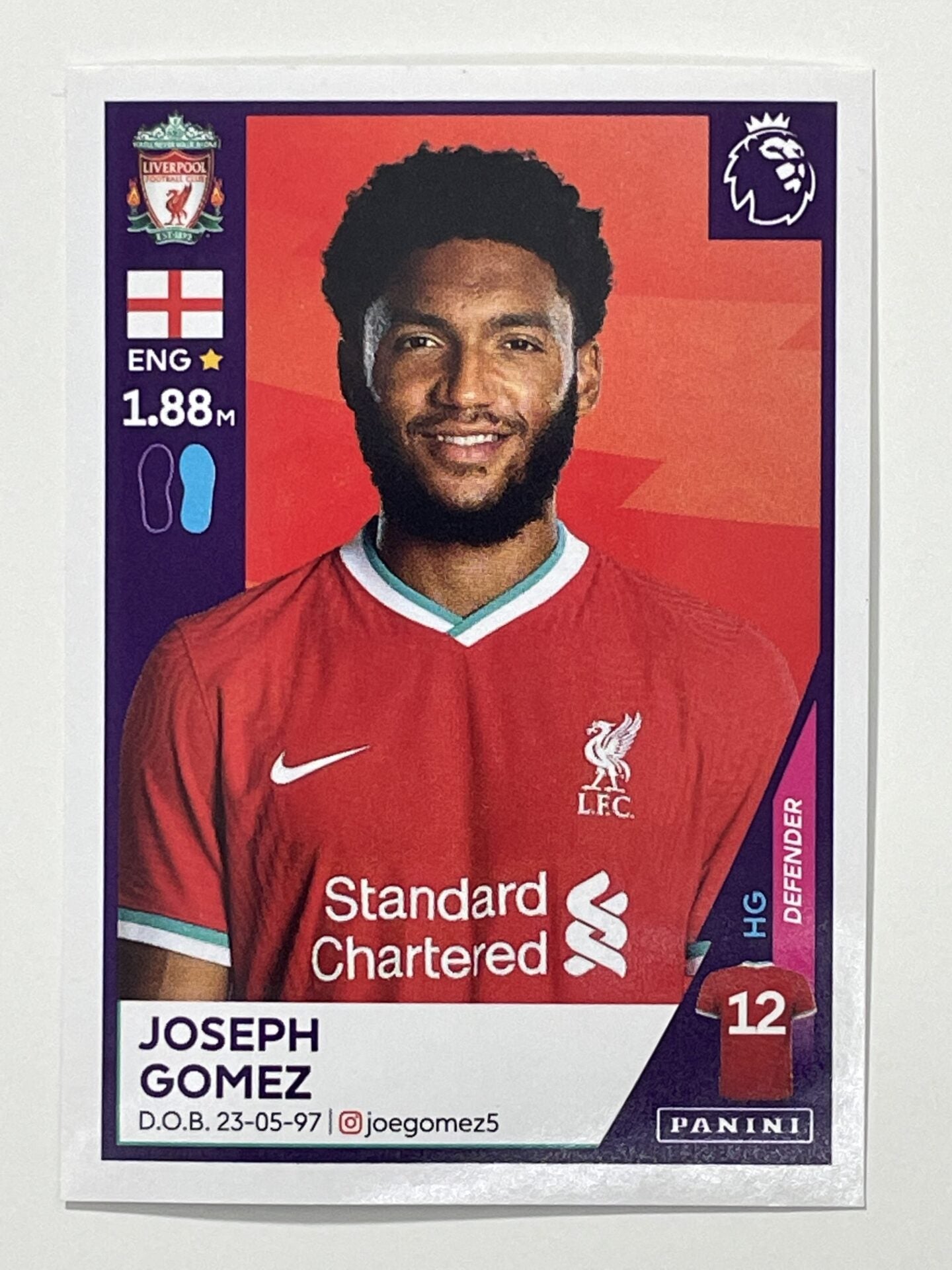 357 Joseph Gomez Sticker Liverpool Premier League 2021 Football Sticker