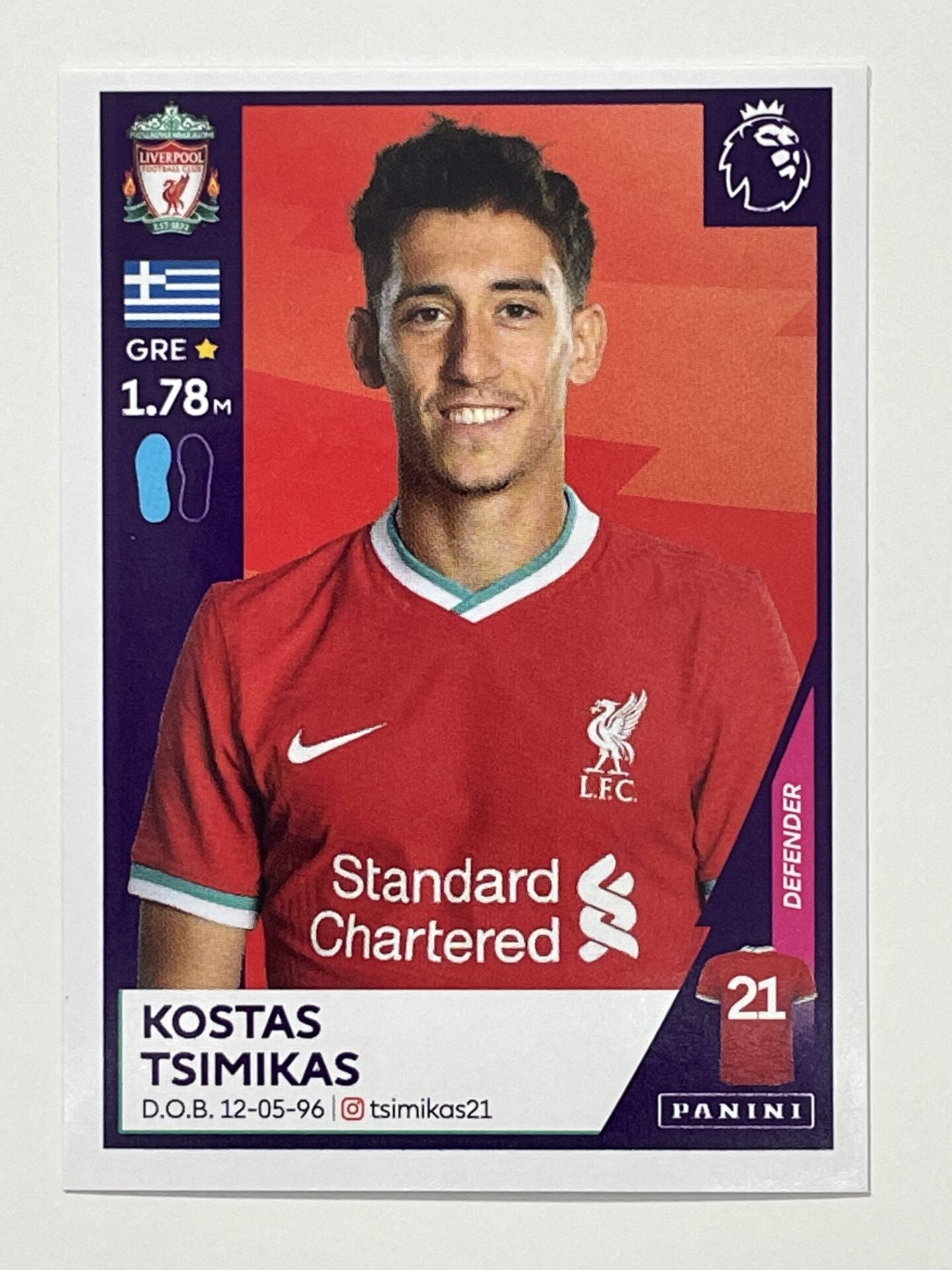 358 Kostas Tsimikas Sticker Liverpool Premier League 2021 Football Sticker