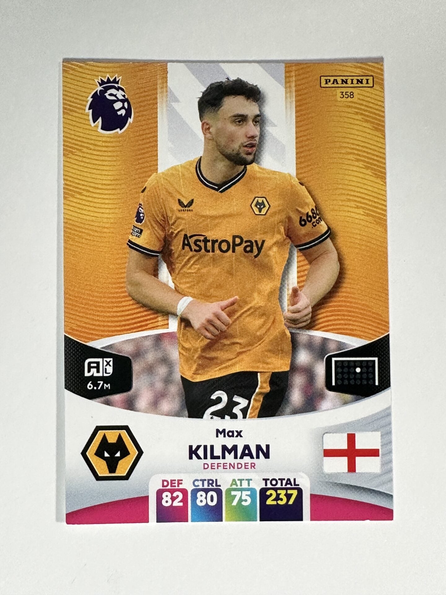 358 Max Kilman Wolves Base Panini Premier League Adrenalyn XL 2024 Card