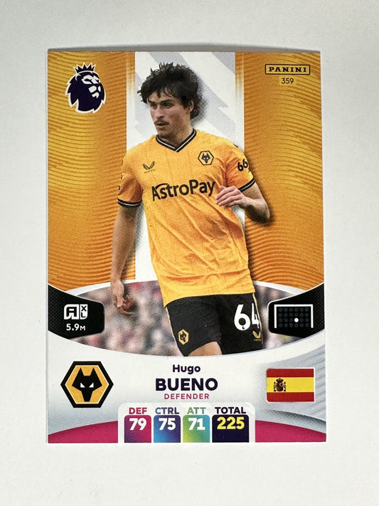 359 Hugo Bueno Wolves Base Panini Premier League Adrenalyn XL 2024 Card