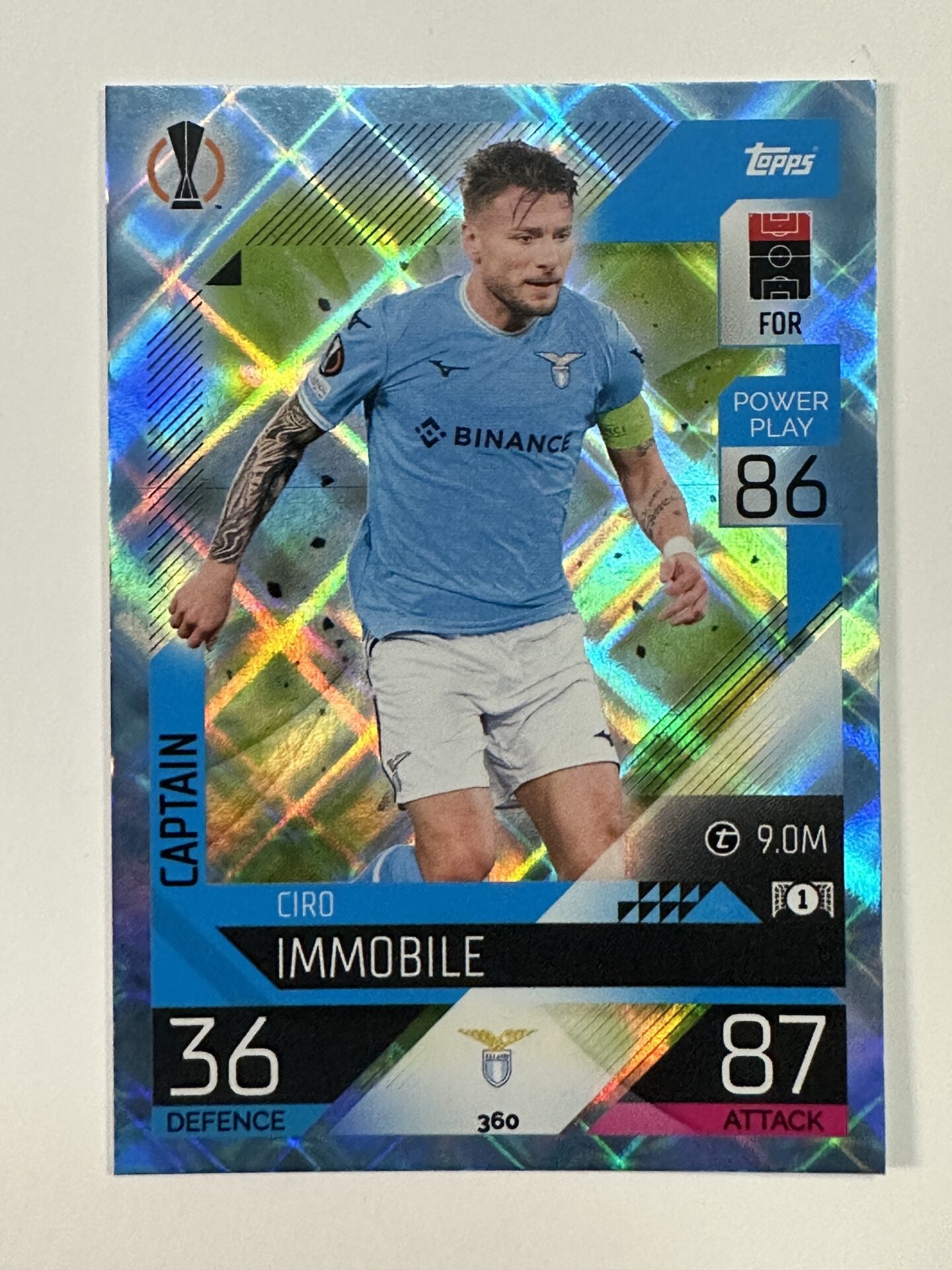 360 Ciro Immobile Captain Crystal Foil Parallel (SS Lazio) Topps Match Attax 2022:2023 Card