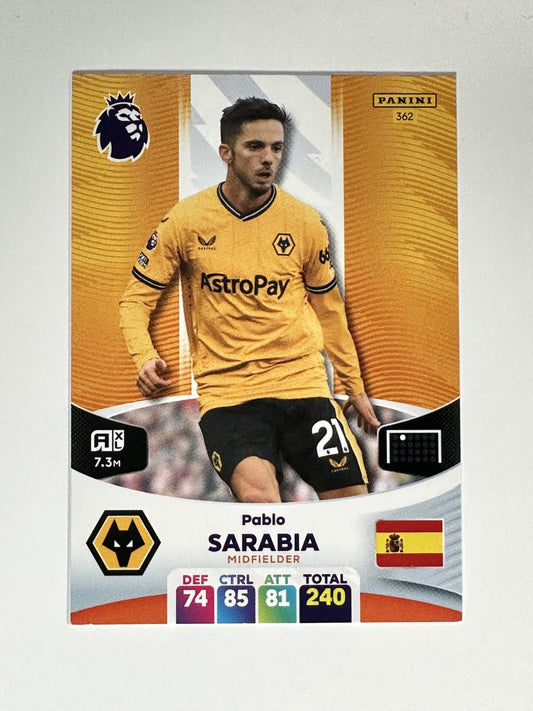 362 Pablo Sarabia Wolves Base Panini Premier League Adrenalyn XL 2024 Card