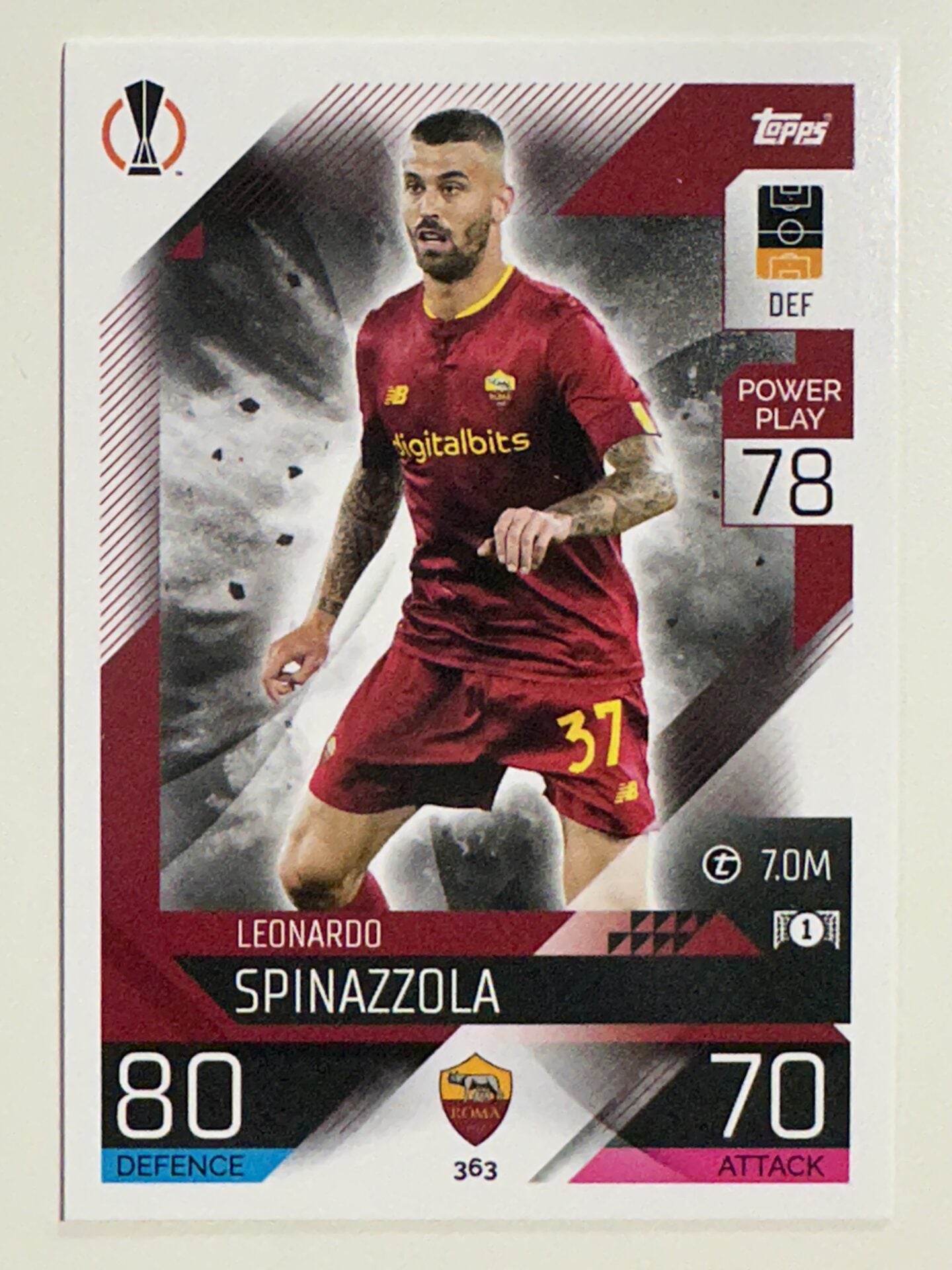 363. Leonardo Spinazzola (AS Roma) &#8211; Topps Match Attax 2022:2023 card