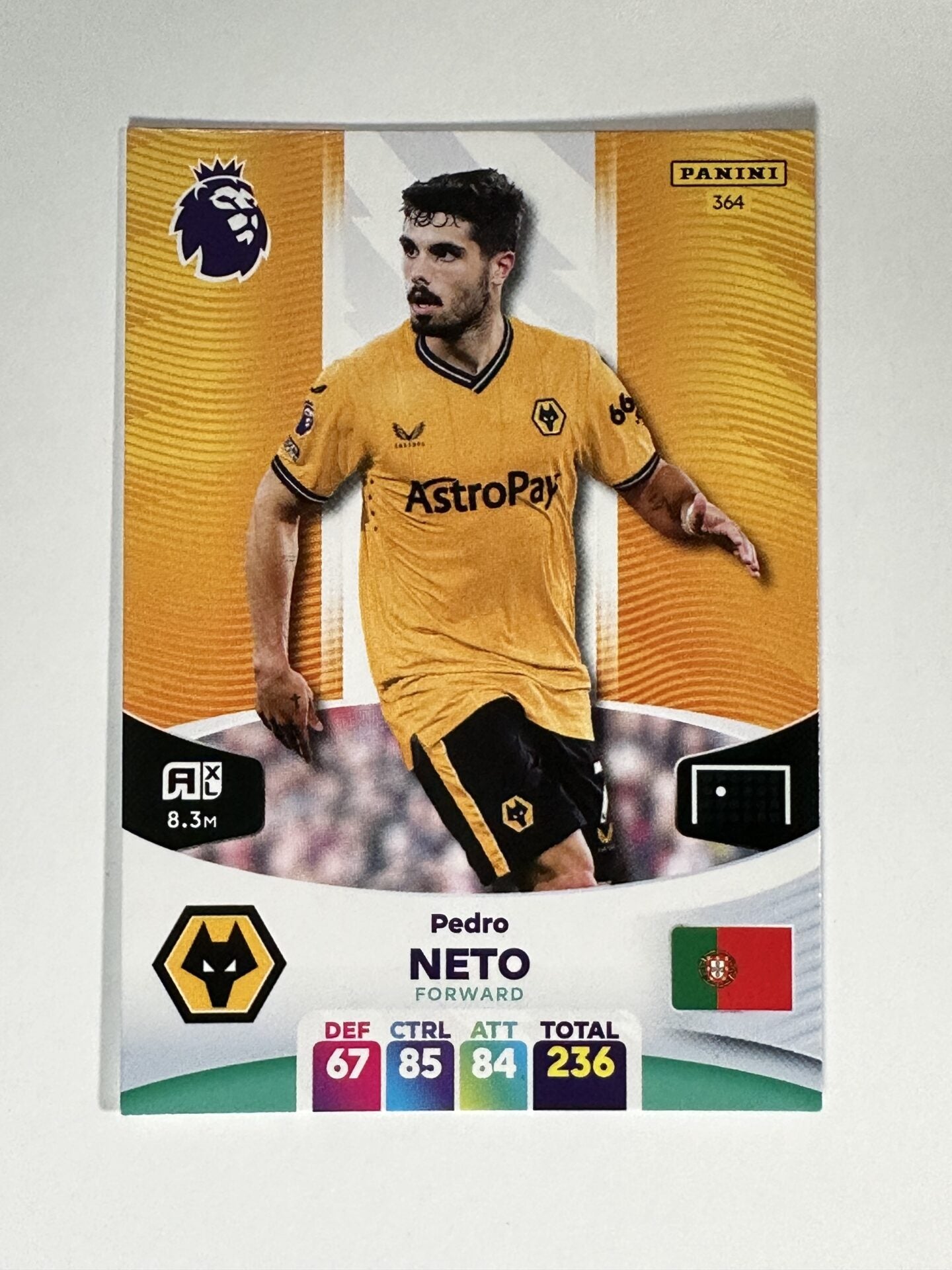 364 Pedro Neto Wolves Base Panini Premier League Adrenalyn XL 2024 Card