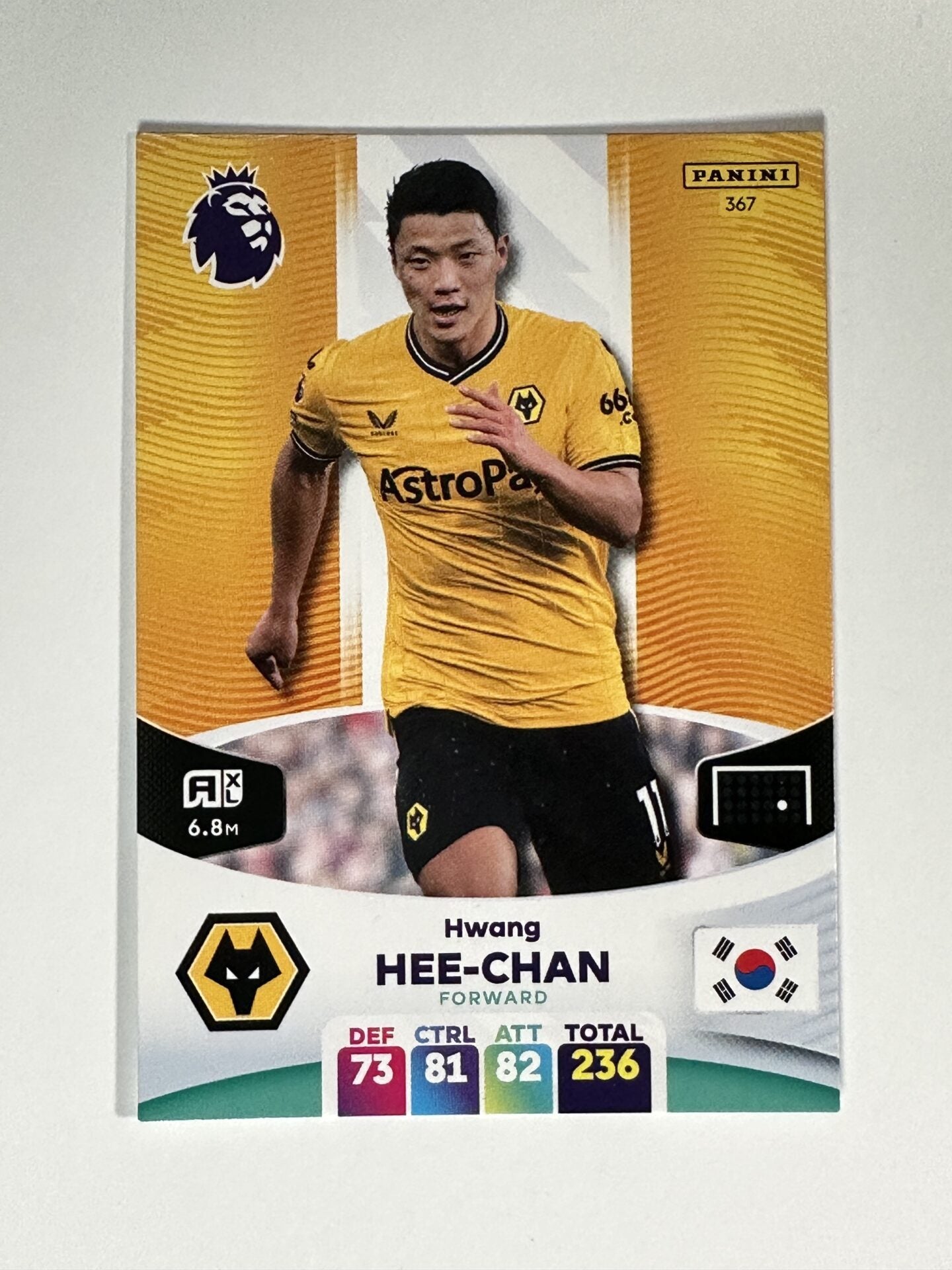 367 Hwang Hee-Chan Wolves Base Panini Premier League Adrenalyn XL 2024 Card