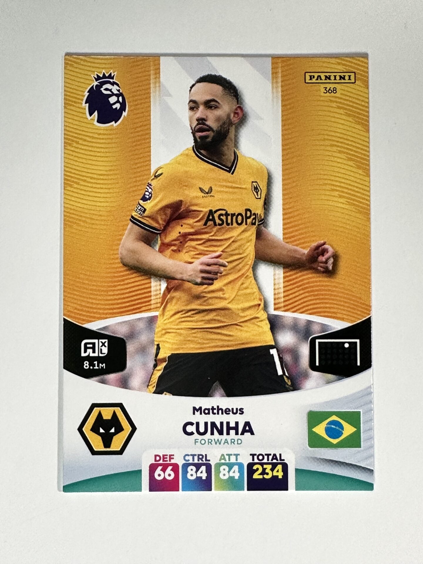 368 Matheus Cunha Wolves Base Panini Premier League Adrenalyn XL 2024 Card