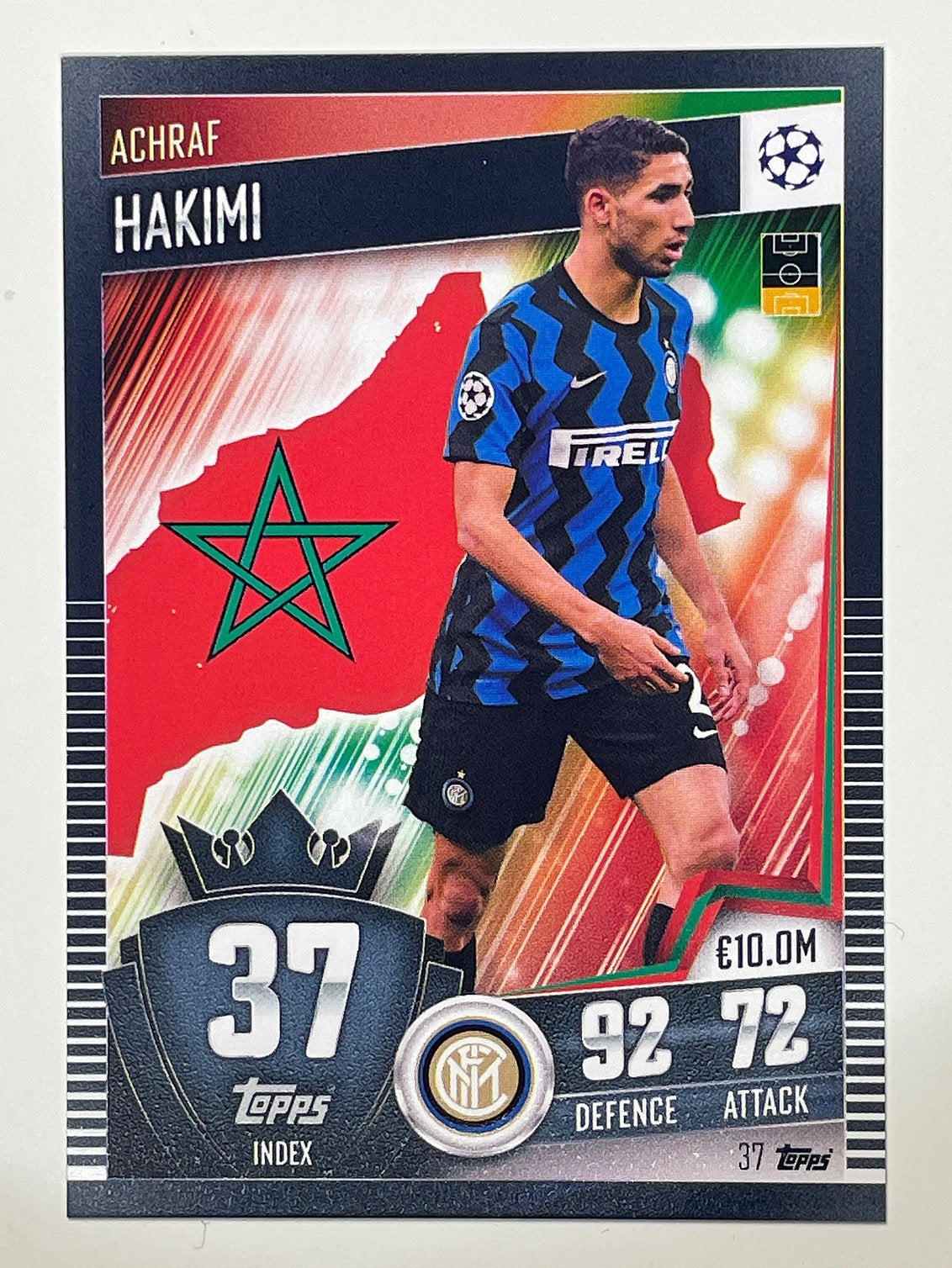 37. Achraf Hakimi (FC Internazionale Milano) Football Card &#8211; Match Attax 101 2021 Card