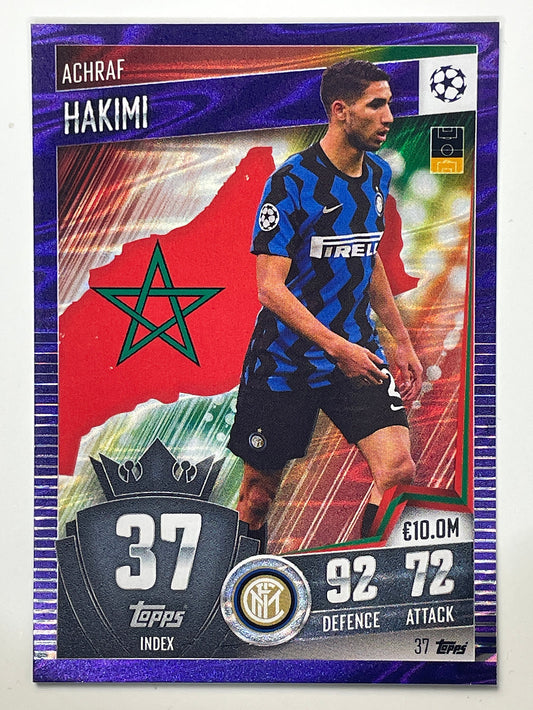 37. Achraf Hakimi (Internazionale Milano) Football Card &#8211; Parallel Match Attax 101 2021 Card