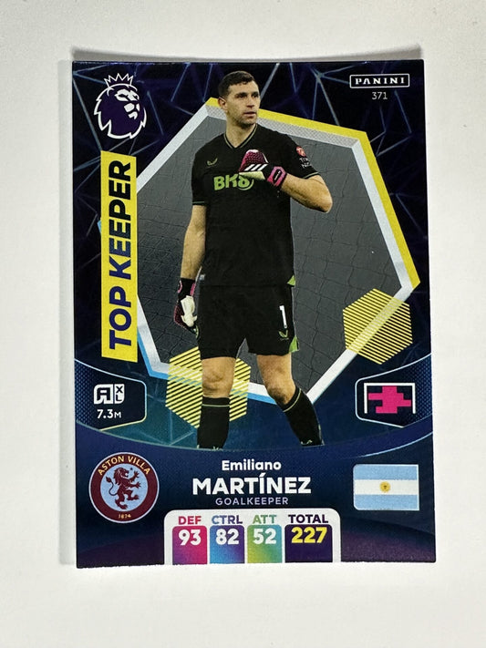 371 Emiliano Martinez Aston Villa Top Keeper Panini Premier League Adrenalyn XL 2024 Card