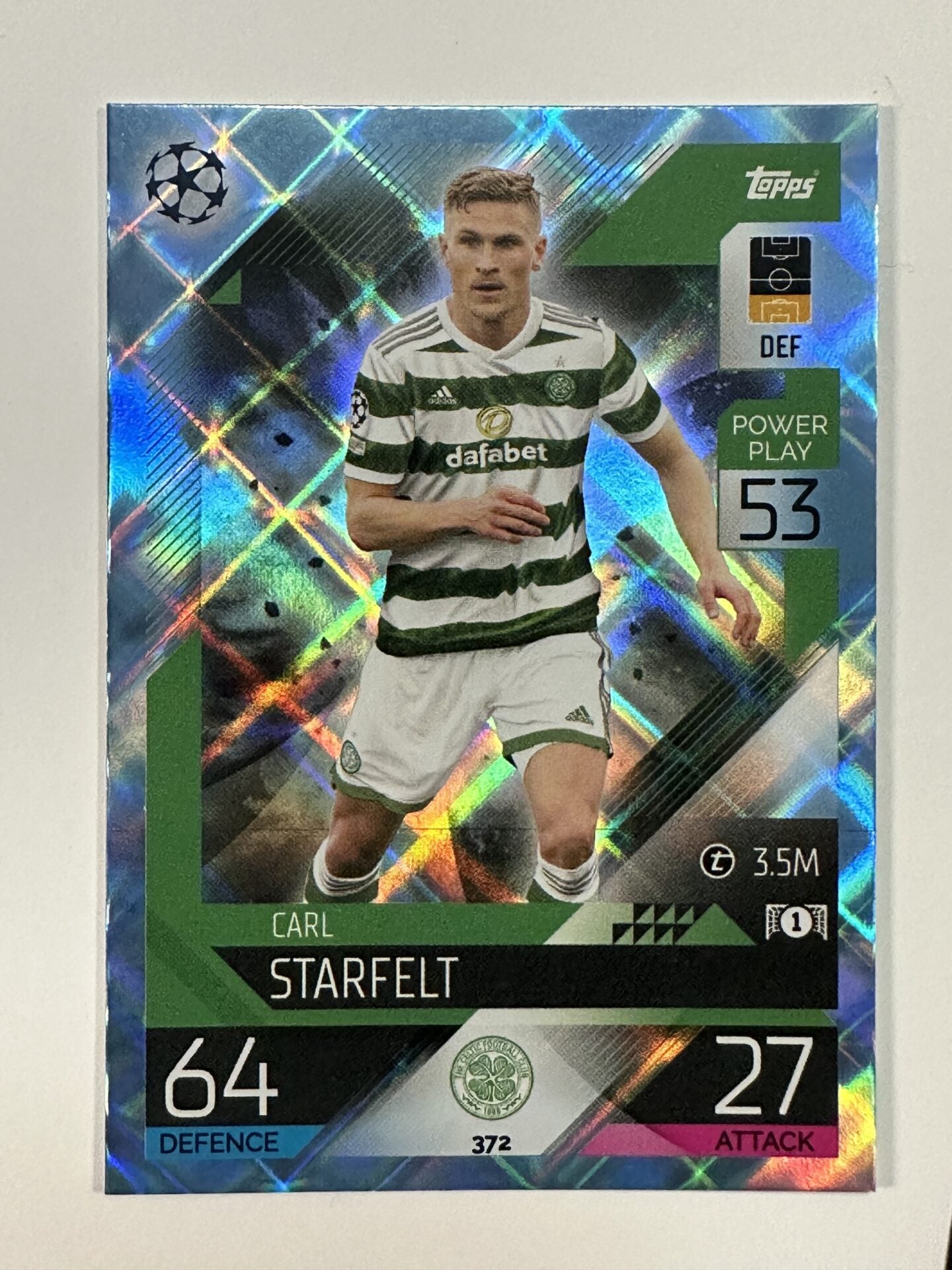 372 Carl Starfelt Base Crystal Foil Parallel (Celtic) Topps Match Attax 2022:2023 Card