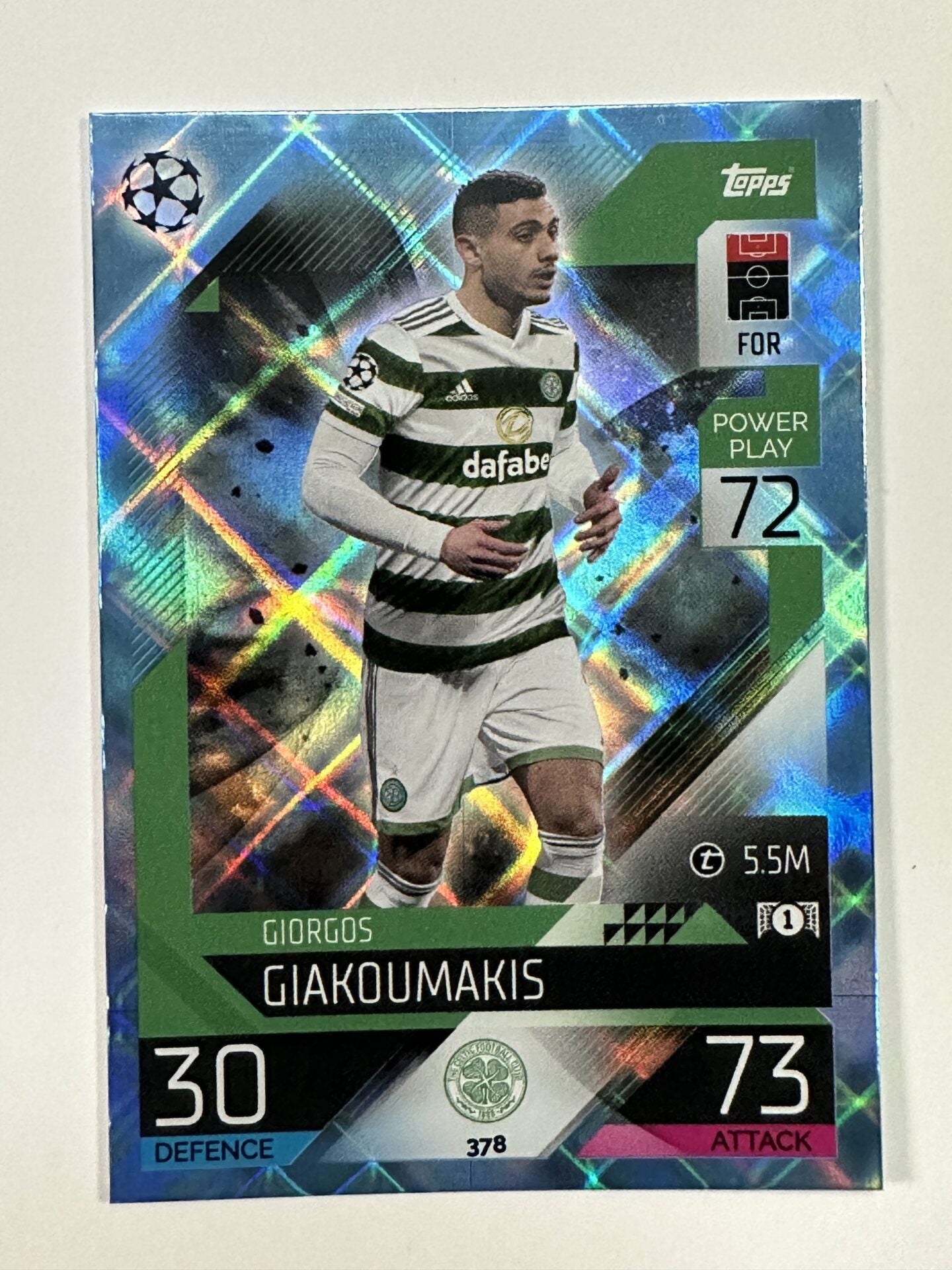 378 Giorgios Giakoumakis Base Crystal Foil Parallel (Celtic) Topps Match Attax 2022:2023 Card