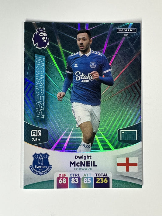 381 Dwight McNeil Everton Precision Panini Premier League Adrenalyn XL 2024 Card