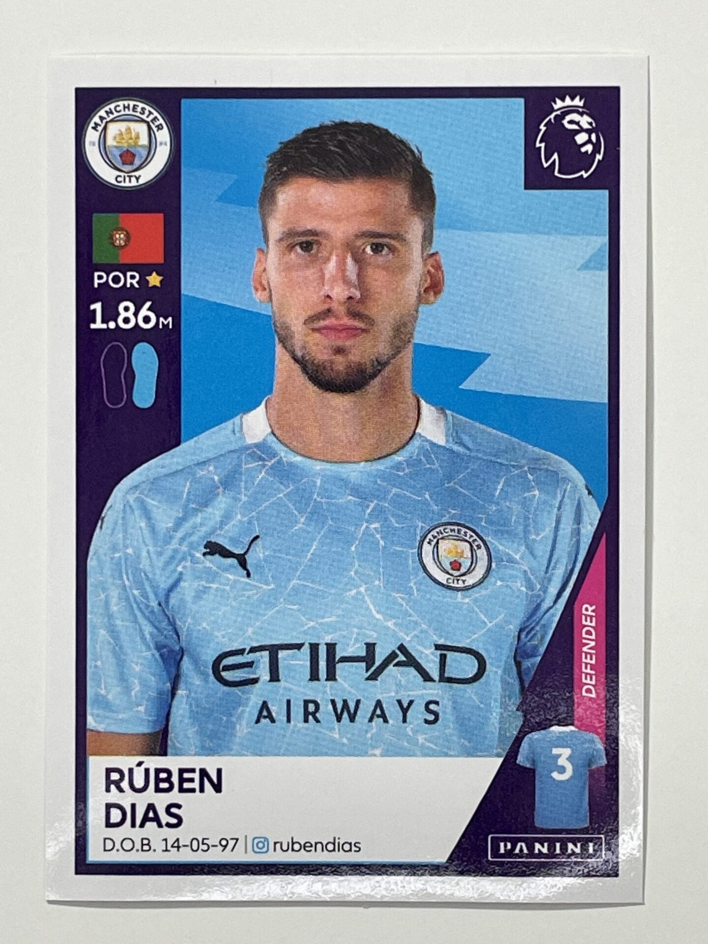 386 Ruben Dias Sticker Manchester City Premier League 2021 Football Sticker