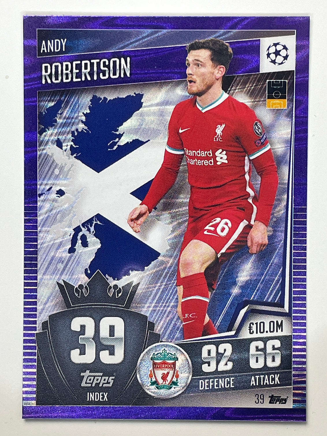 39. Andy Robertson (Liverpool) Football Card &#8211; Purple Parallel Match Attax 101 2021 Card