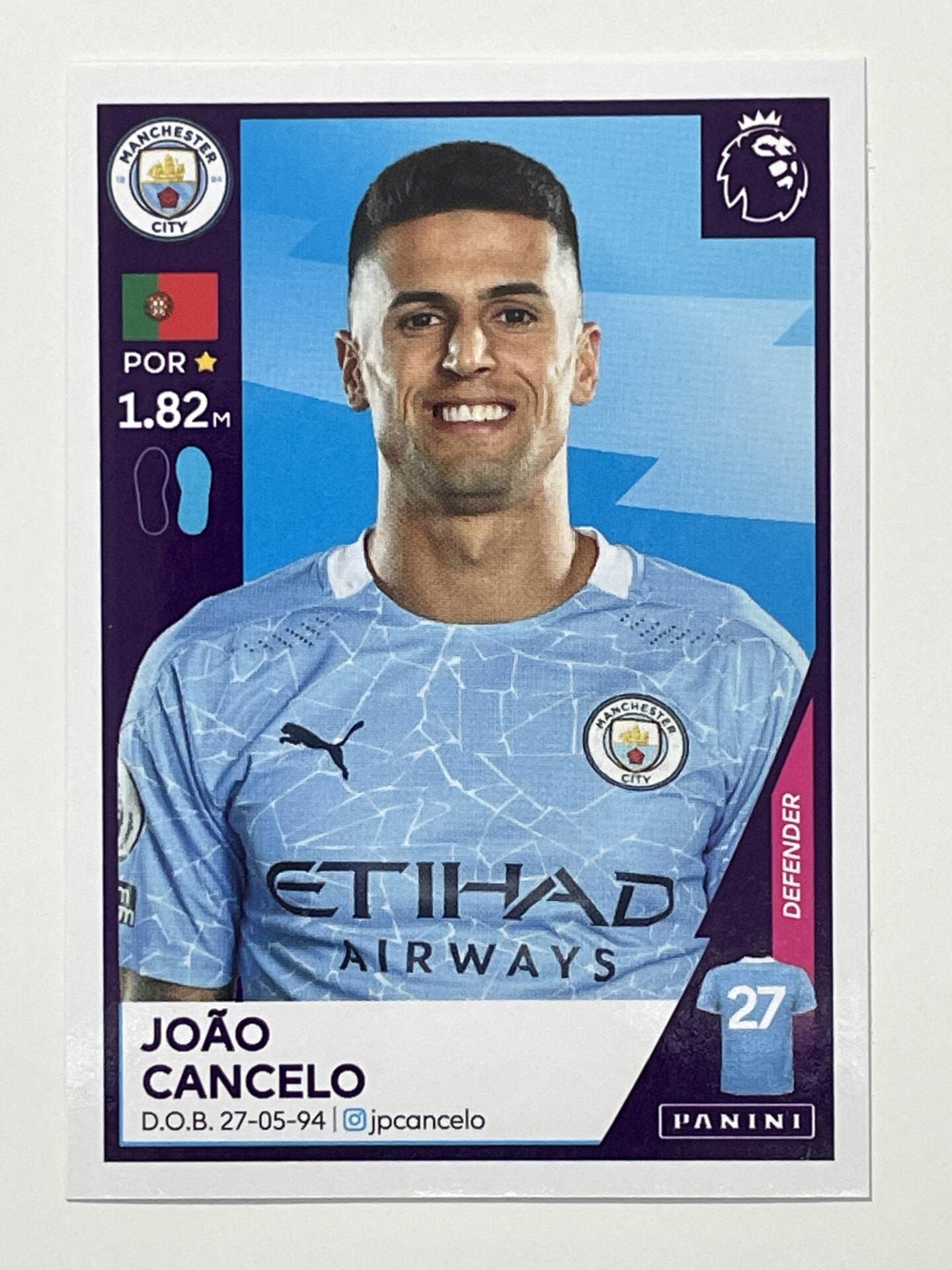 391 Joao Cancelo Sticker Manchester City Premier League 2021 Football Sticker