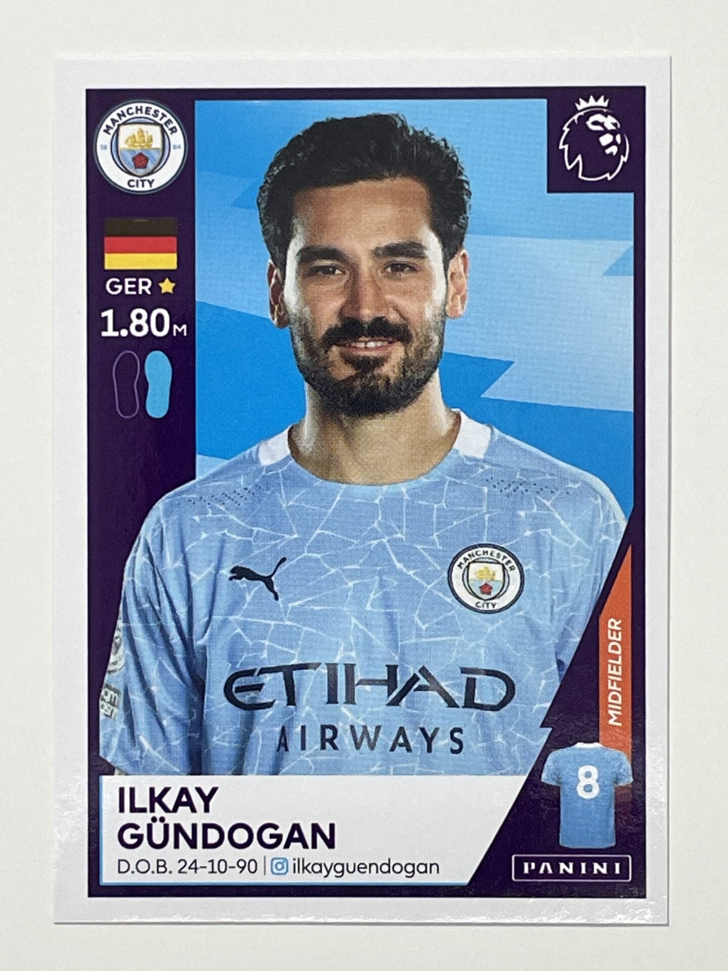 393 Ilkay Gundogan Sticker Manchester City Premier League 2021 Football Sticker