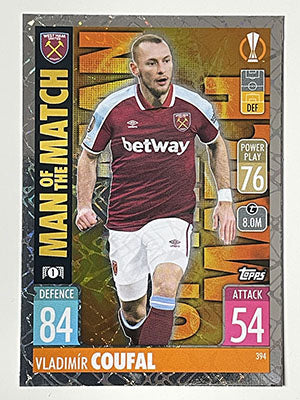 394.-Vladimir-Coufal-Man-of-the-Match-West-Ham-United-Match-Attax-2021-22-Topps-Football-Card