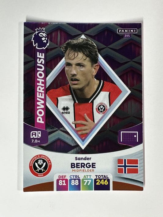 395 Sander Berge Sheffield United Powerhouse Panini Premier League Adrenalyn XL 2024 Card