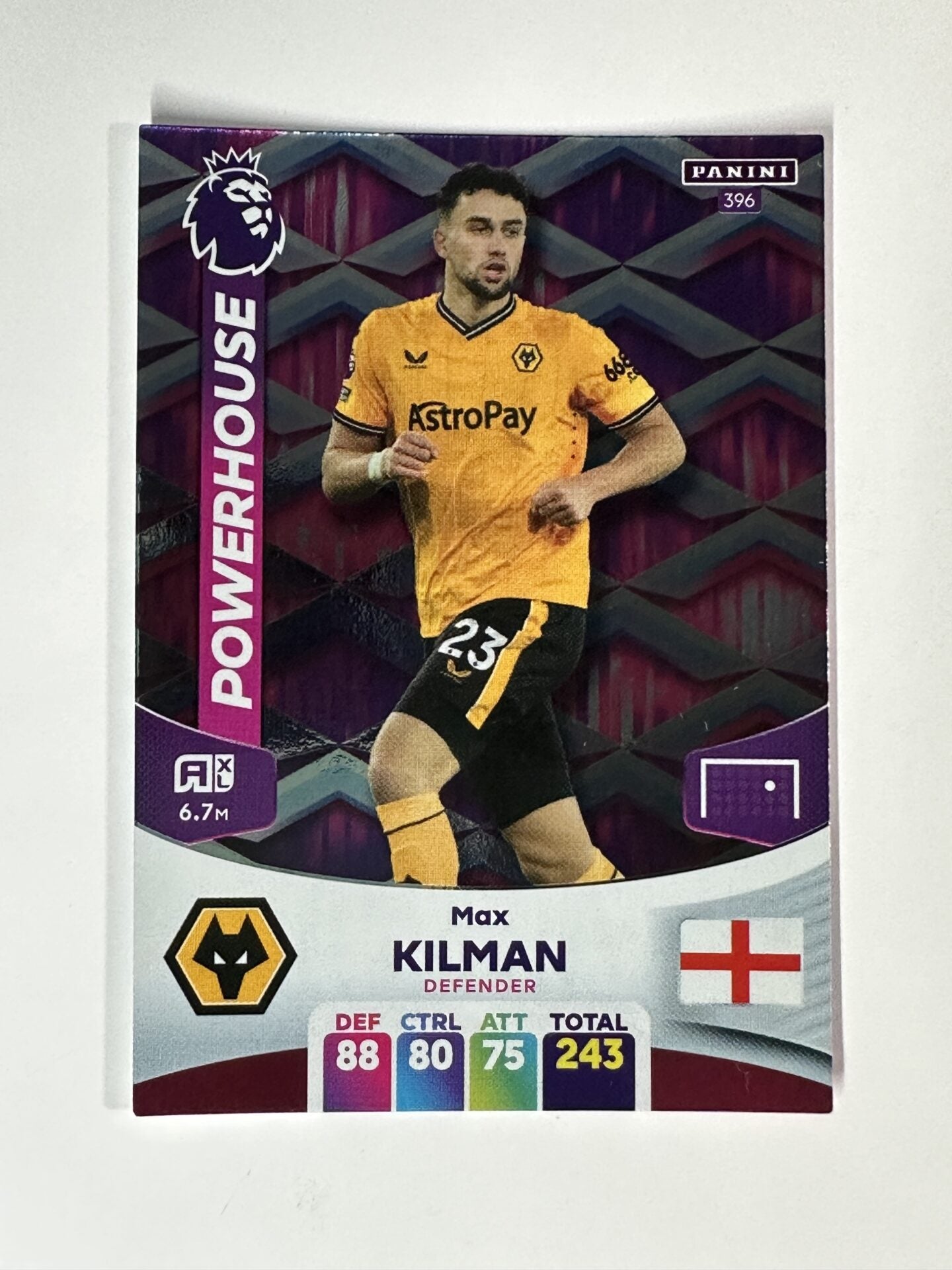 396 Max Kilman Wolves Powerhouse Panini Premier League Adrenalyn XL 2024 Card