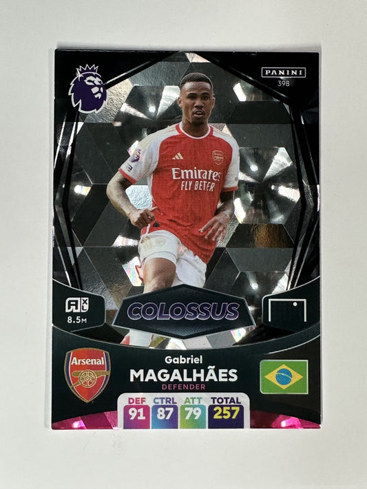 398 Gabriel Magalhaes Arsenal Colossus Panini Premier League Adrenalyn XL 2024 Card