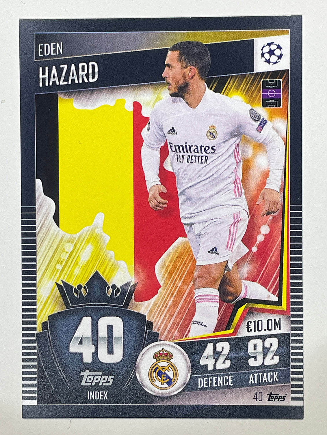 40. Eden Hazard (Real Madrid CF) Football Card &#8211; Match Attax 101 2021 Card