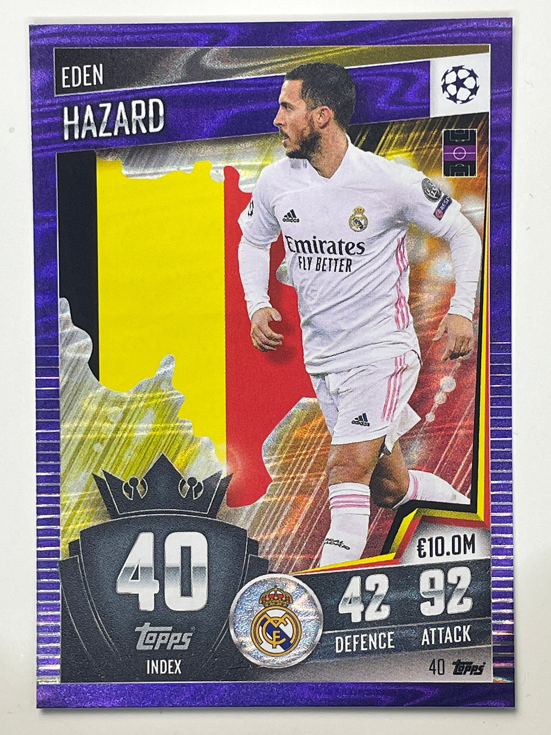 40. Eden Hazard (Real Madrid CF) Football Card &#8211; Purple Parallel Match Attax 101 2021 Card